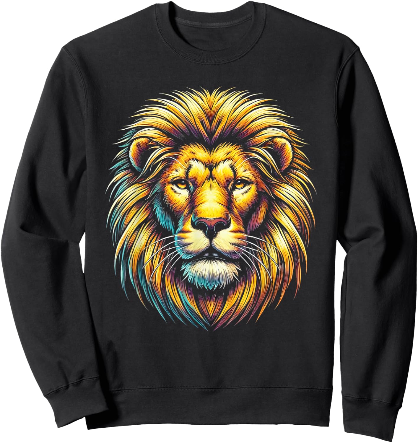 Gift Lion Lovers Men Women Kids Calm Relaxed Lion Face Sweatshirt - Sweatshirt | Black