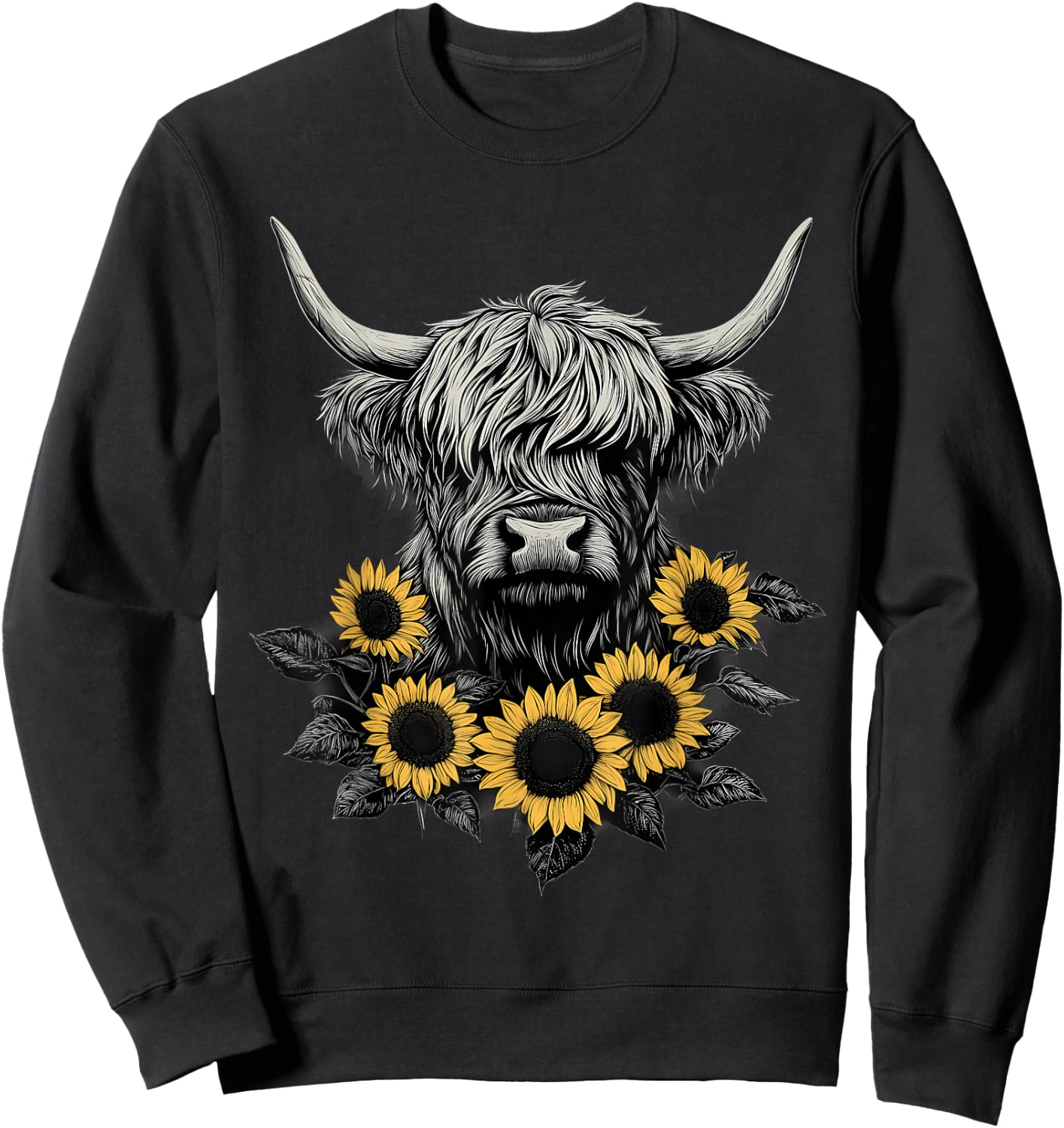 Scottish Highland Cow Cattle Scottish Highlander Hairy Cow Sweatshirt - Sweatshirt | Black