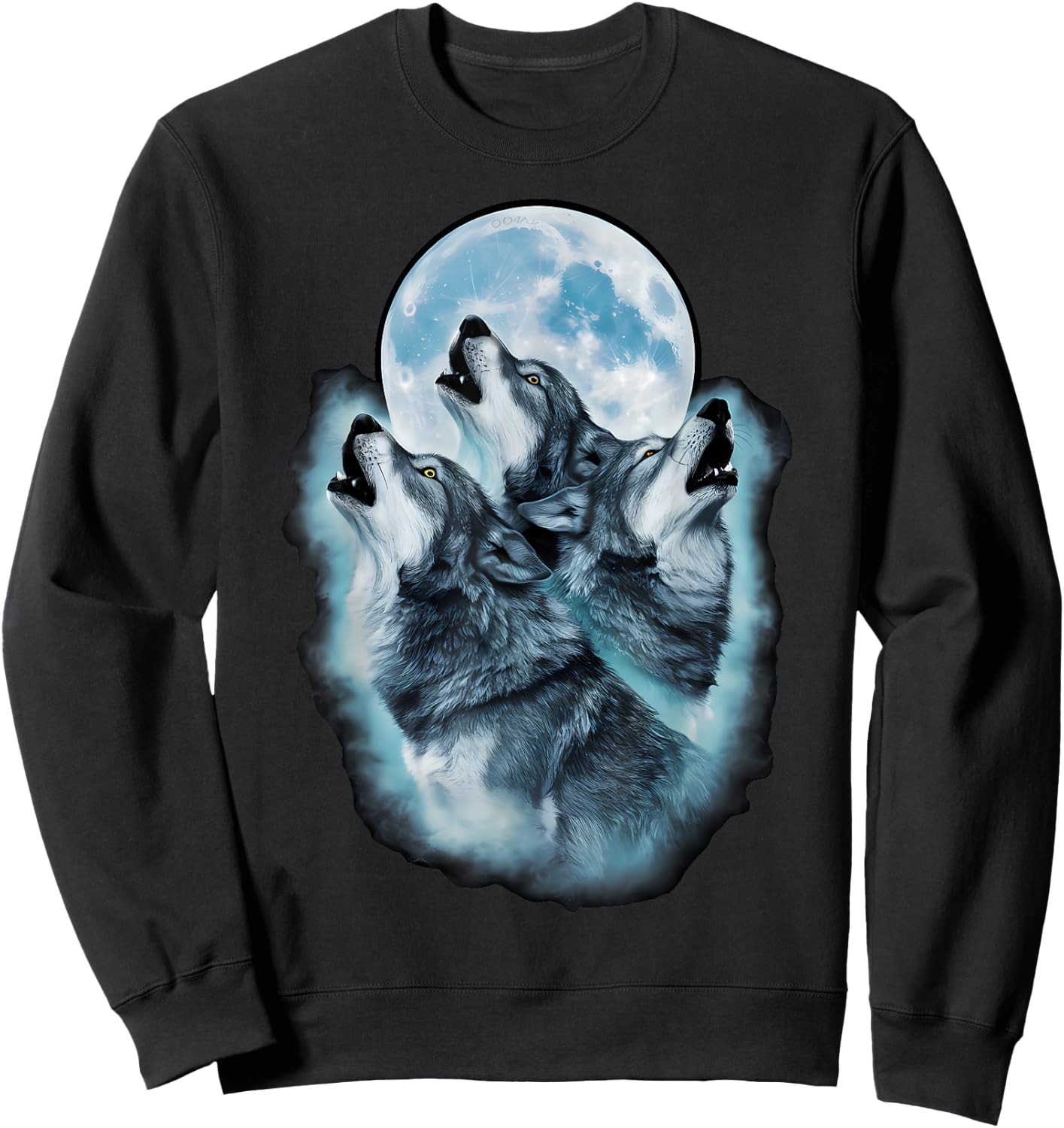 Wolf Wild Animals Full Moon Three Howling Wolves , Black, S Sweatshirt - Sweatshirt | Black