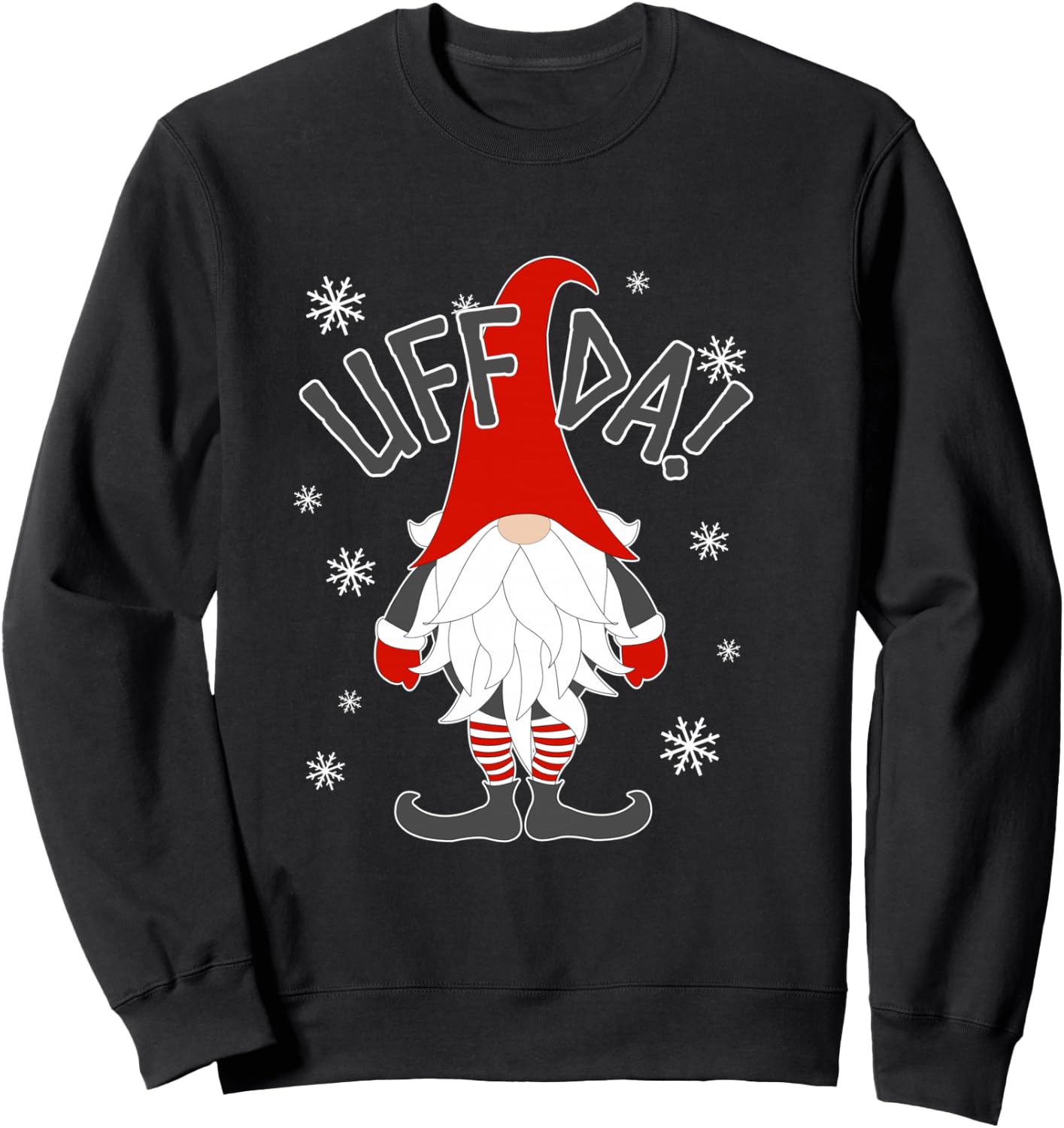 Uff Da Danish Gnome Scandinavian Tomte Nordic Christmas Sweatshirt - Sweatshirt | Black