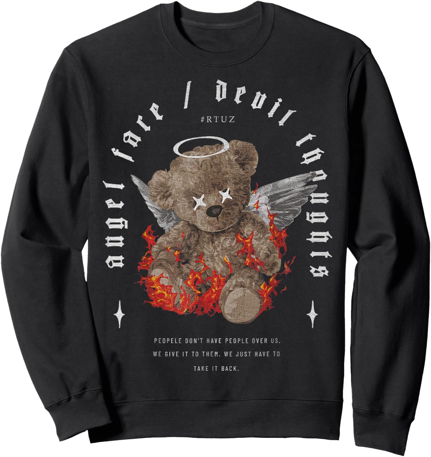 Teddy Hip Hop Urban Hipster Vintage Y2K Streetwear Teddy Bear Sweatshirt - Sweatshirt | Black