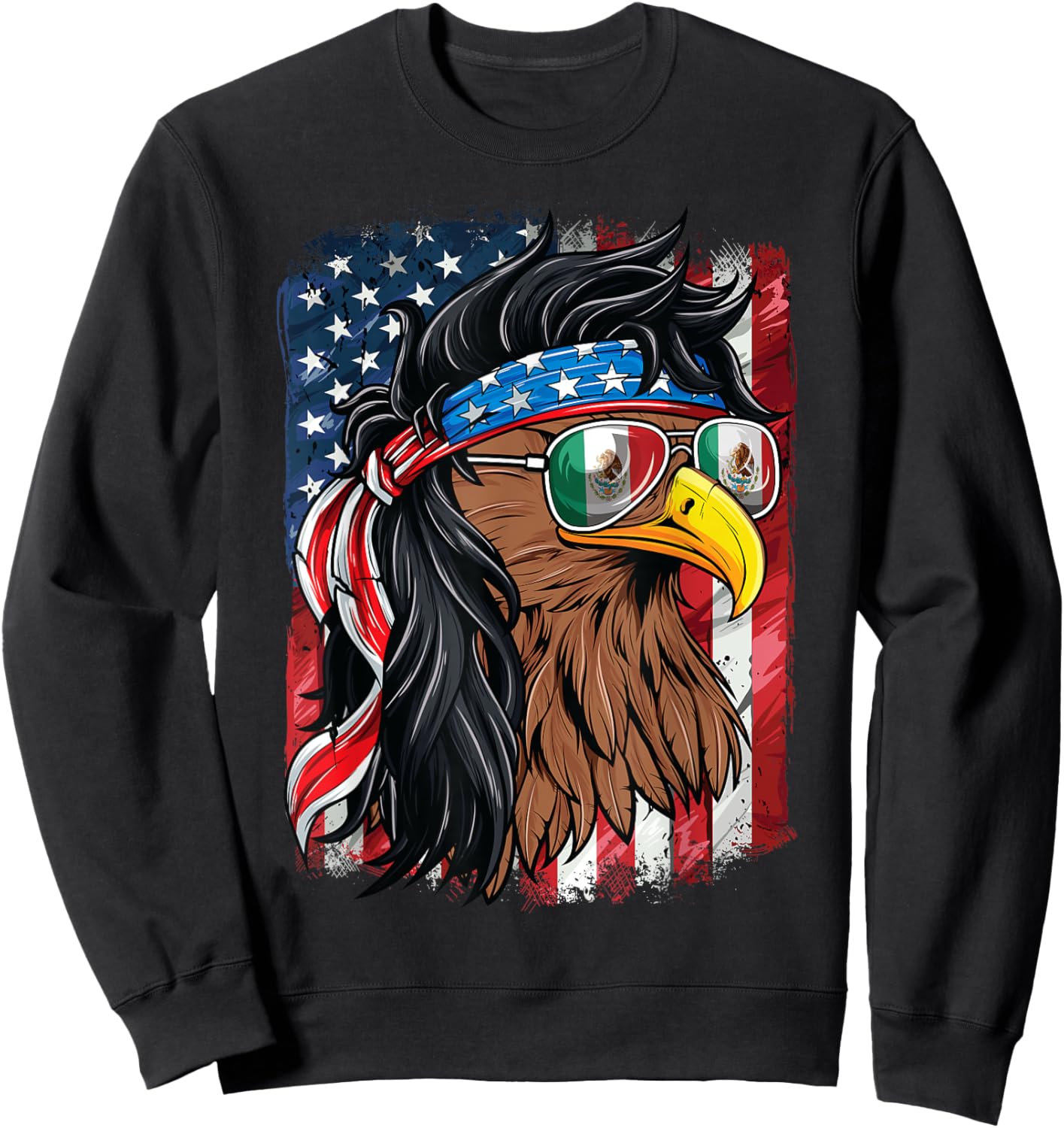 Mexican American Shirt USA Mexican Eagle 4th of July Sweatshirt - Sweatshirt | Black