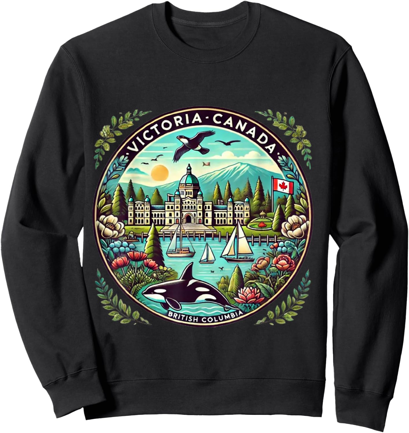 Victoria Canada British Columbia Cruise Destination Sweatshirt - Sweatshirt | Black