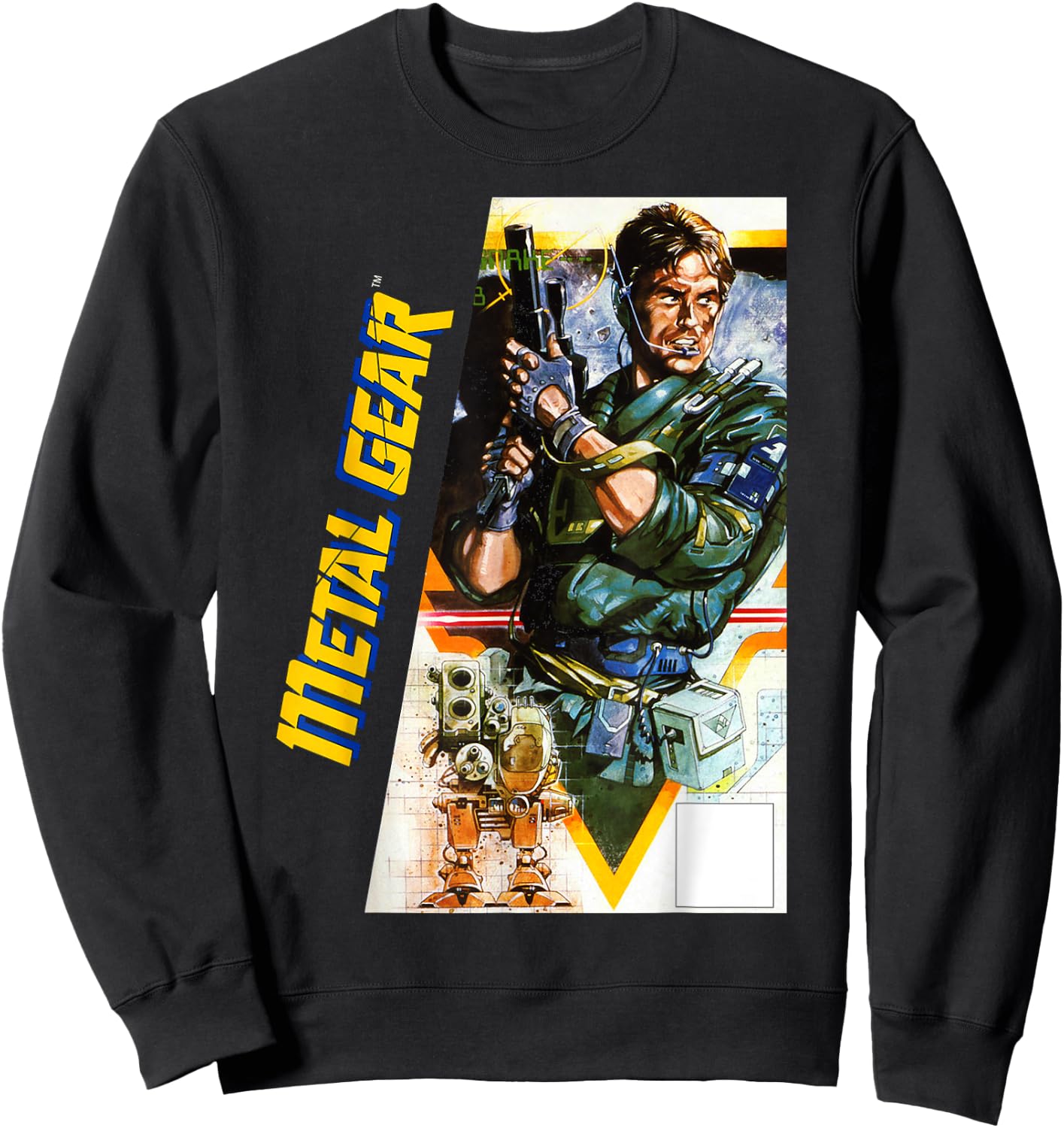Metal Gear Box Art Tactical Spy Retro Gamer , black Sweatshirt - Sweatshirt | Black