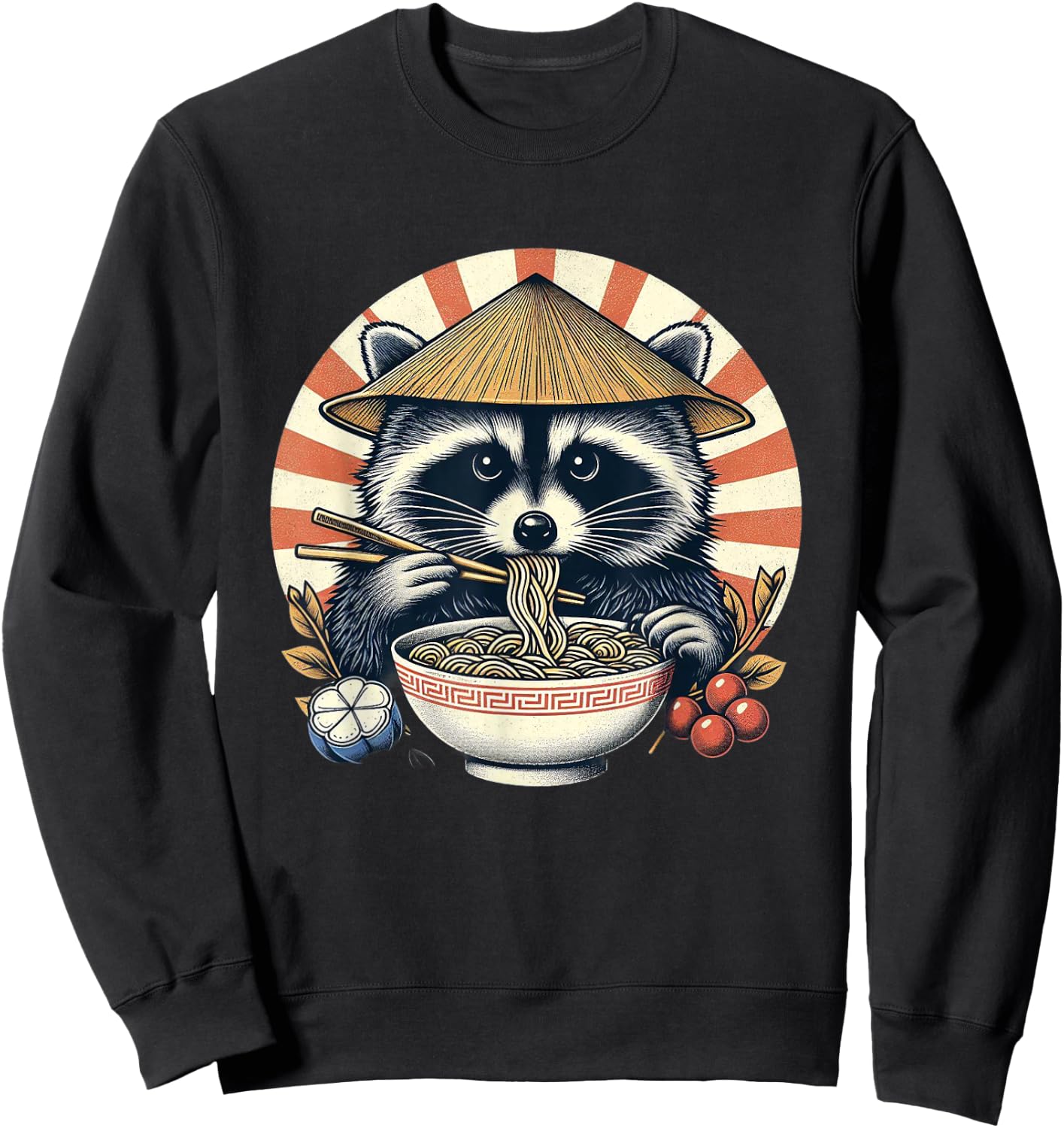 Raccoon Ramen Kawaii Neko Japanese Noodles Aesthetic , black Sweatshirt - Sweatshirt | Black