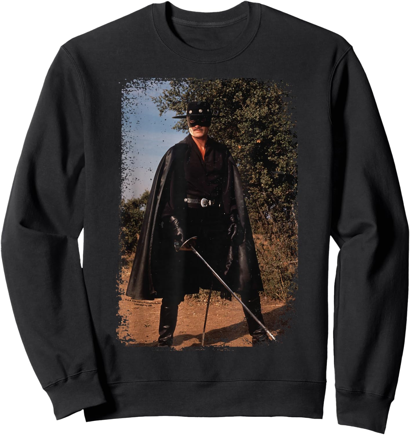 Zorro Sword Pose 1990 TV Series Distressed , Black, S Sweatshirt - Sweatshirt | Black
