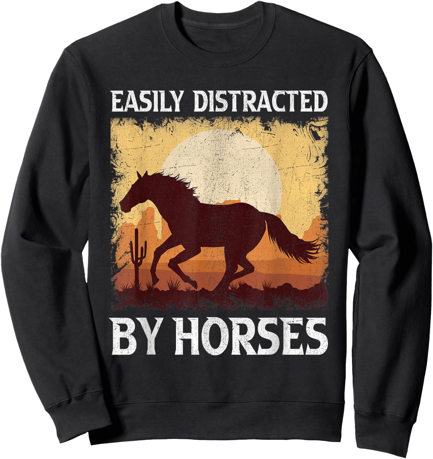 Easily Distracted By Horses Sweatshirt - Sweatshirt | Black