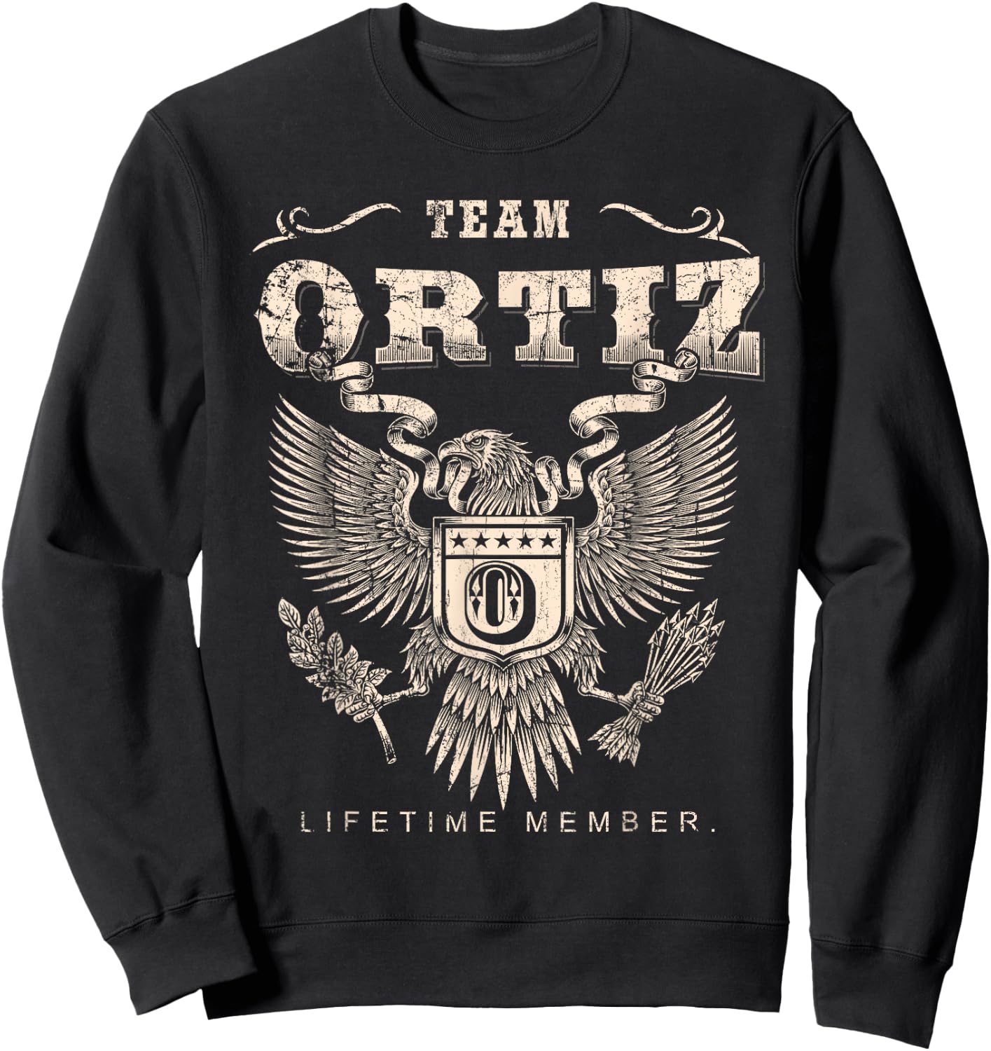 Team Ortiz Family Name Lifetime Member Sweatshirt - Sweatshirt | Black