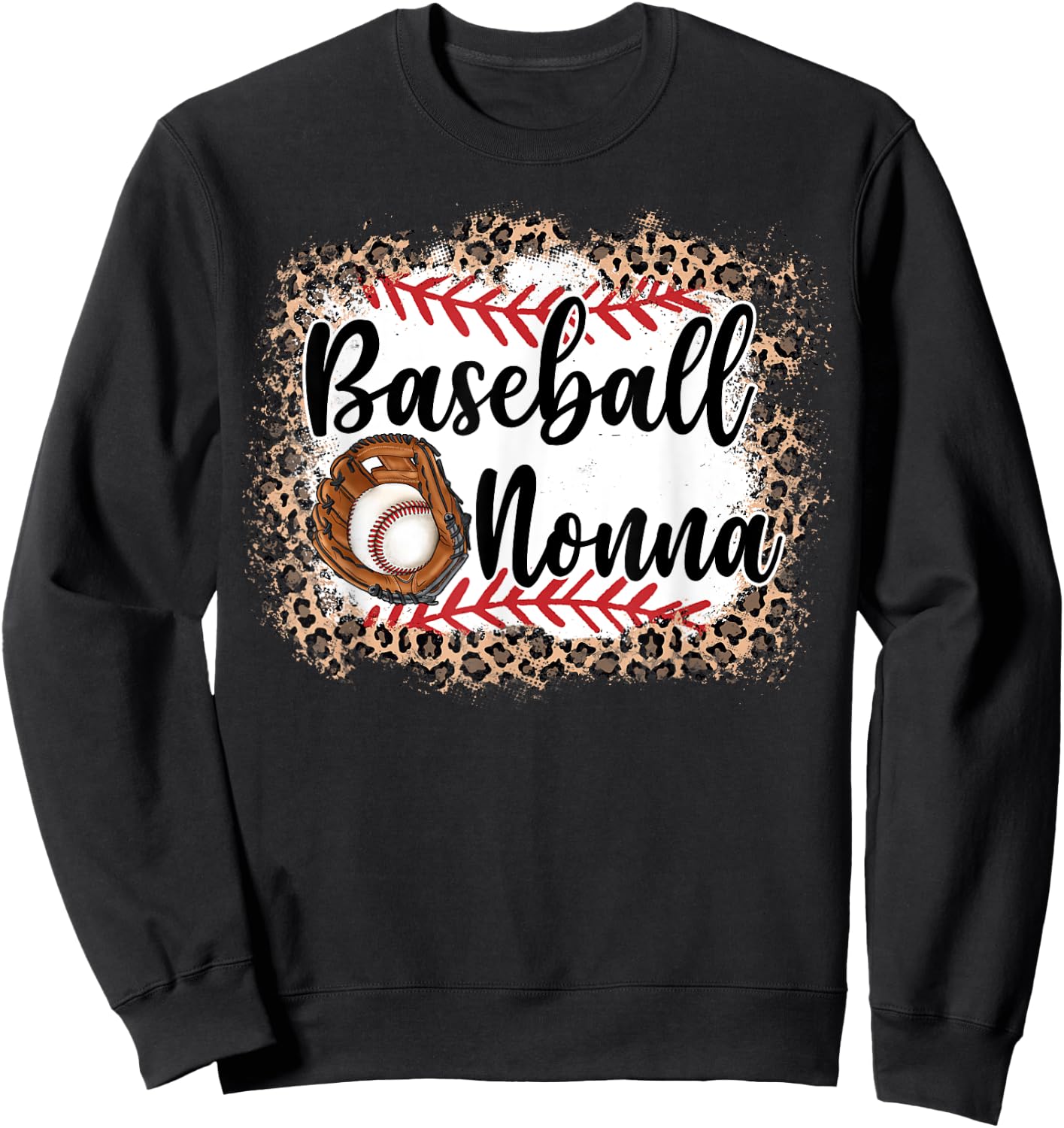 Vintage Baseball Nonna Leopard Baseball Pride Sweatshirt - Sweatshirt | Black