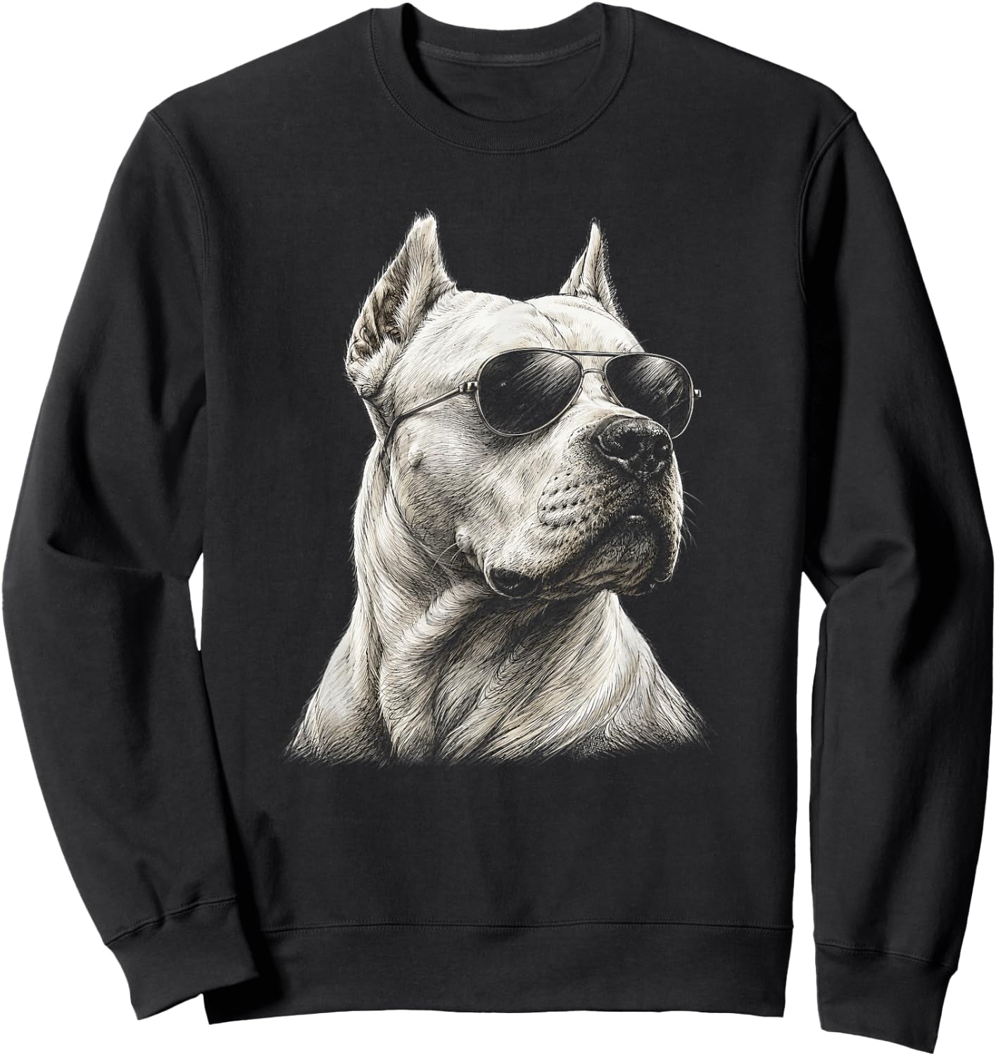 Dogo Argentino with Sunglasses Artwork Design Sweatshirt - Sweatshirt | Black