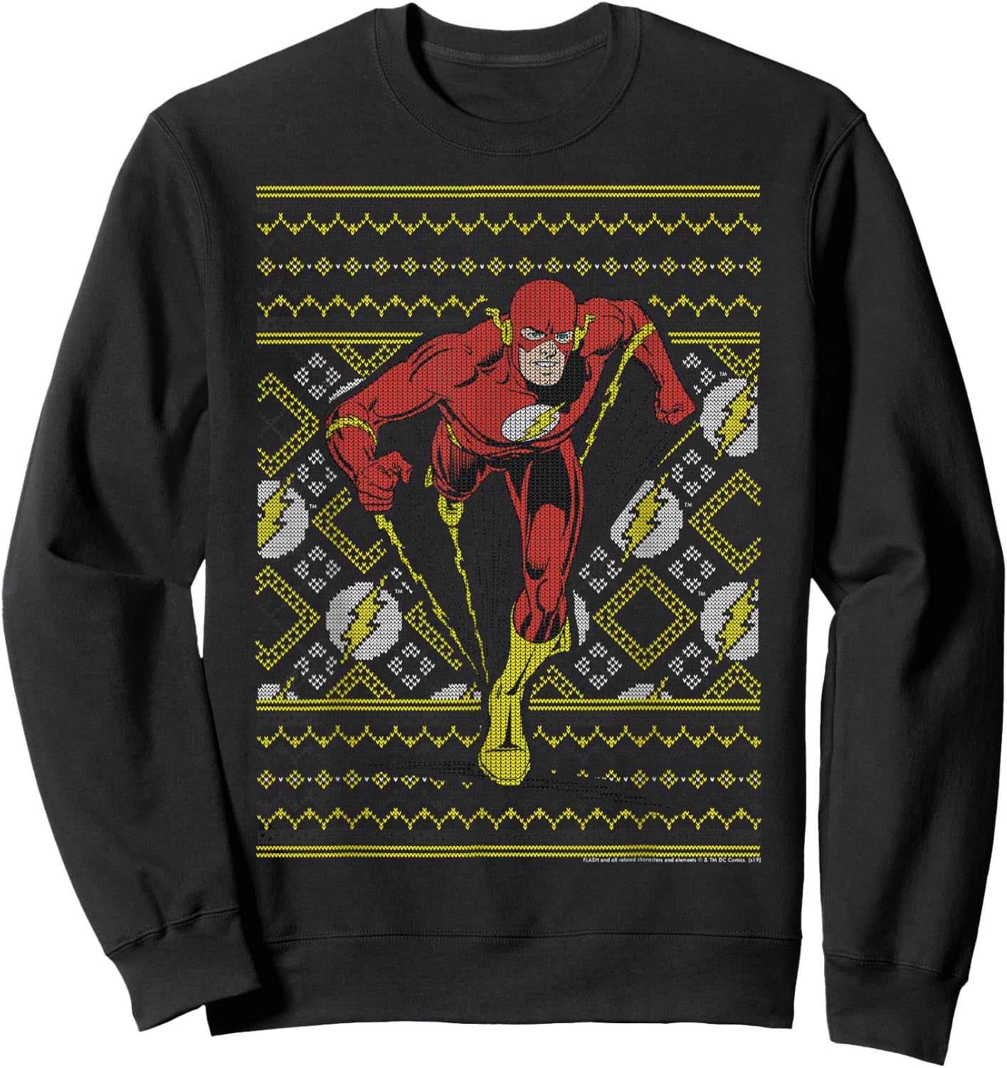 DC Comics The Flash Action Pose Christmas Sweater Style Sweatshirt - Sweatshirt | Black