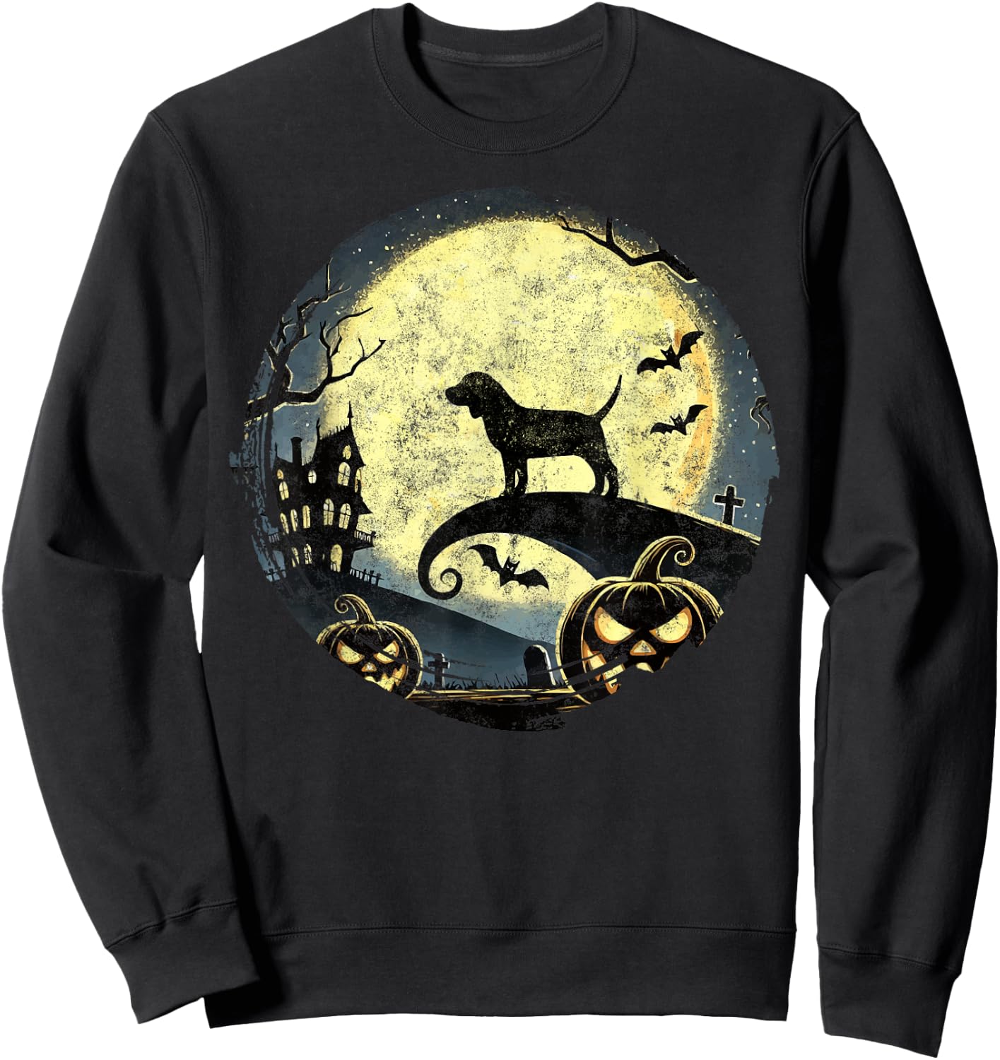 Beagle Halloween Spooky Moon Dog Lover Beagle Dad Sweatshirt - Sweatshirt | Black