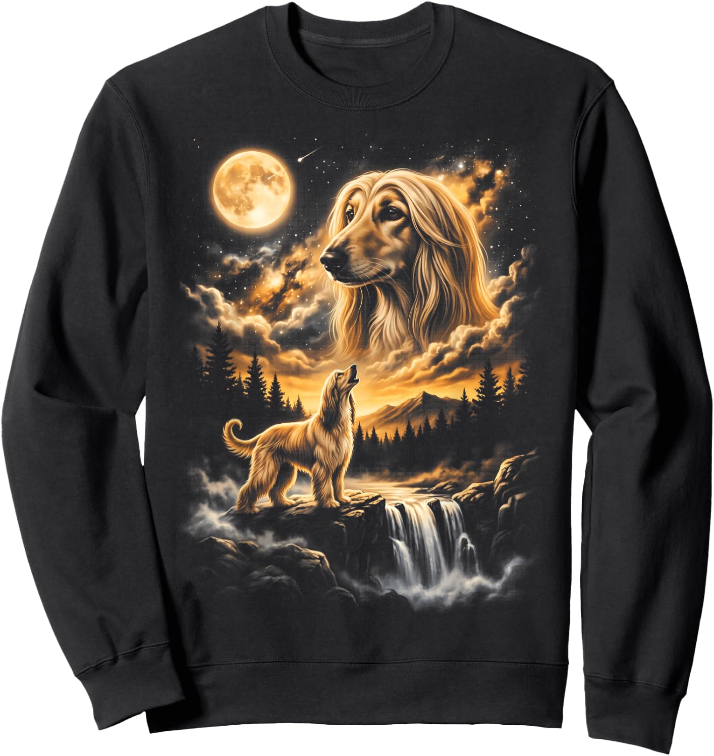 Afghan Hound Howling to The Moon Sweatshirt - Sweatshirt | Black