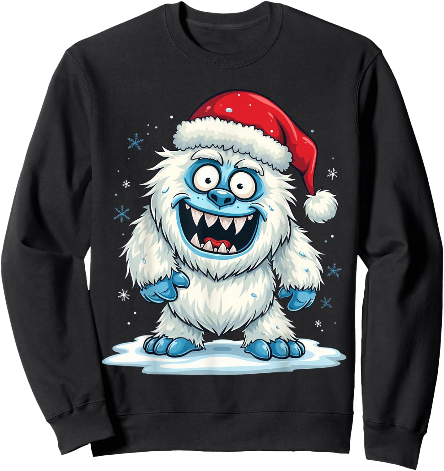 Yeti Xmas Abominable Snowman Bigfoot Funny Christmas Monster Sweatshirt - Sweatshirt | Black