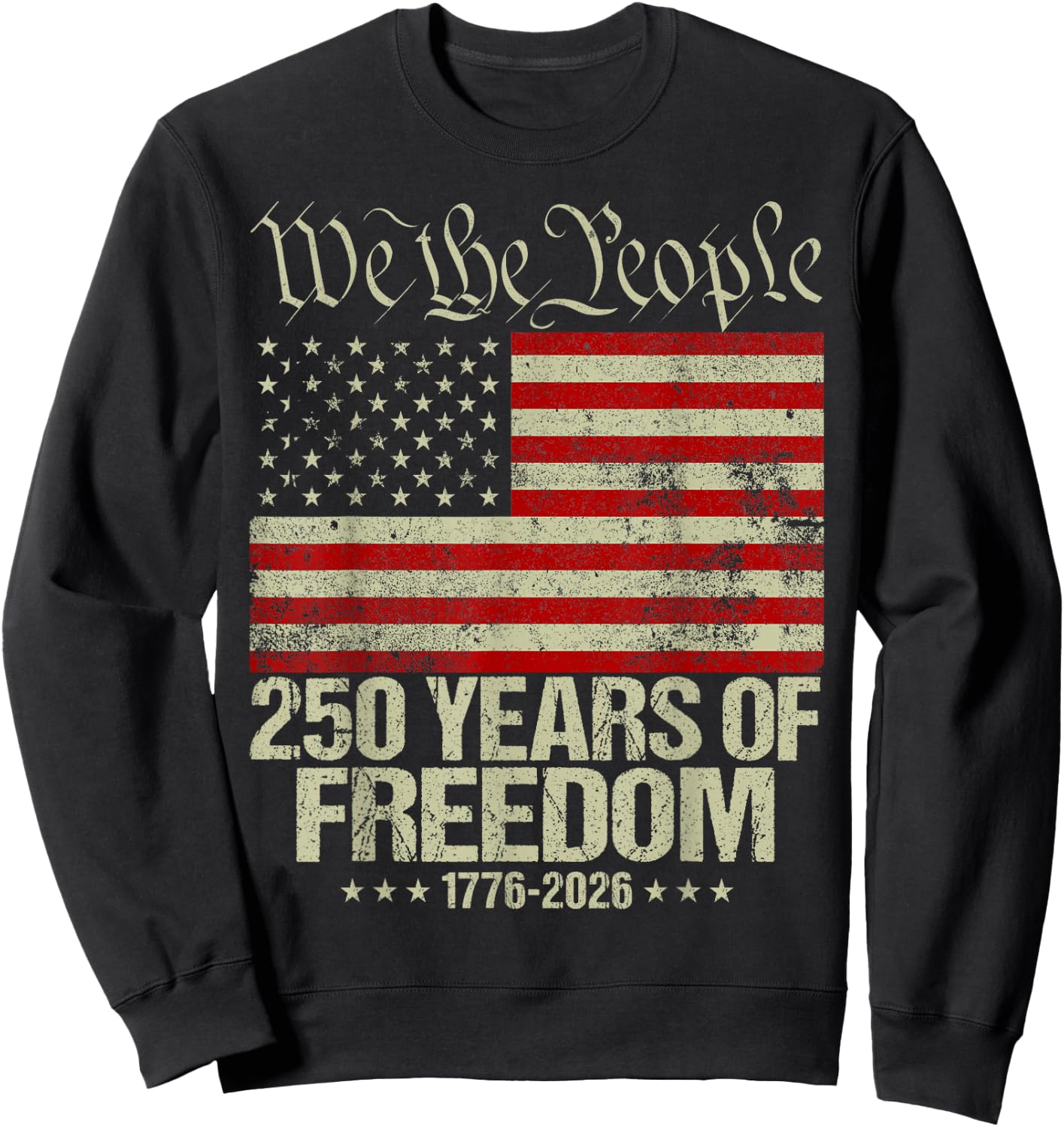 Drapeau américain Vieilli 250e Anniversaire Sweatshirt - Sweatshirt | Black