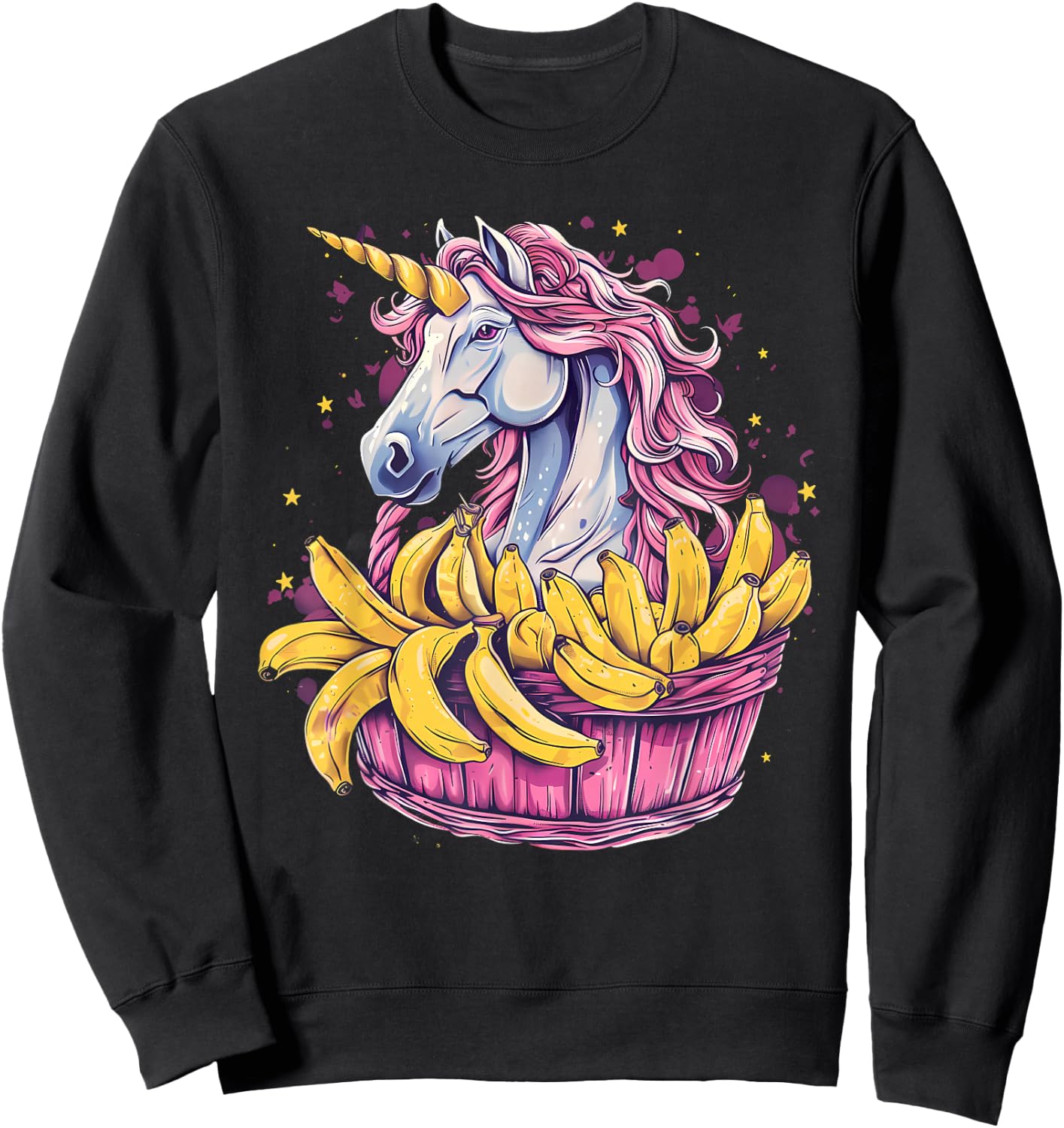 Banana Unicorn Portrait Bananas Fruit Artwork Banana Lover Sweatshirt - Sweatshirt | Black
