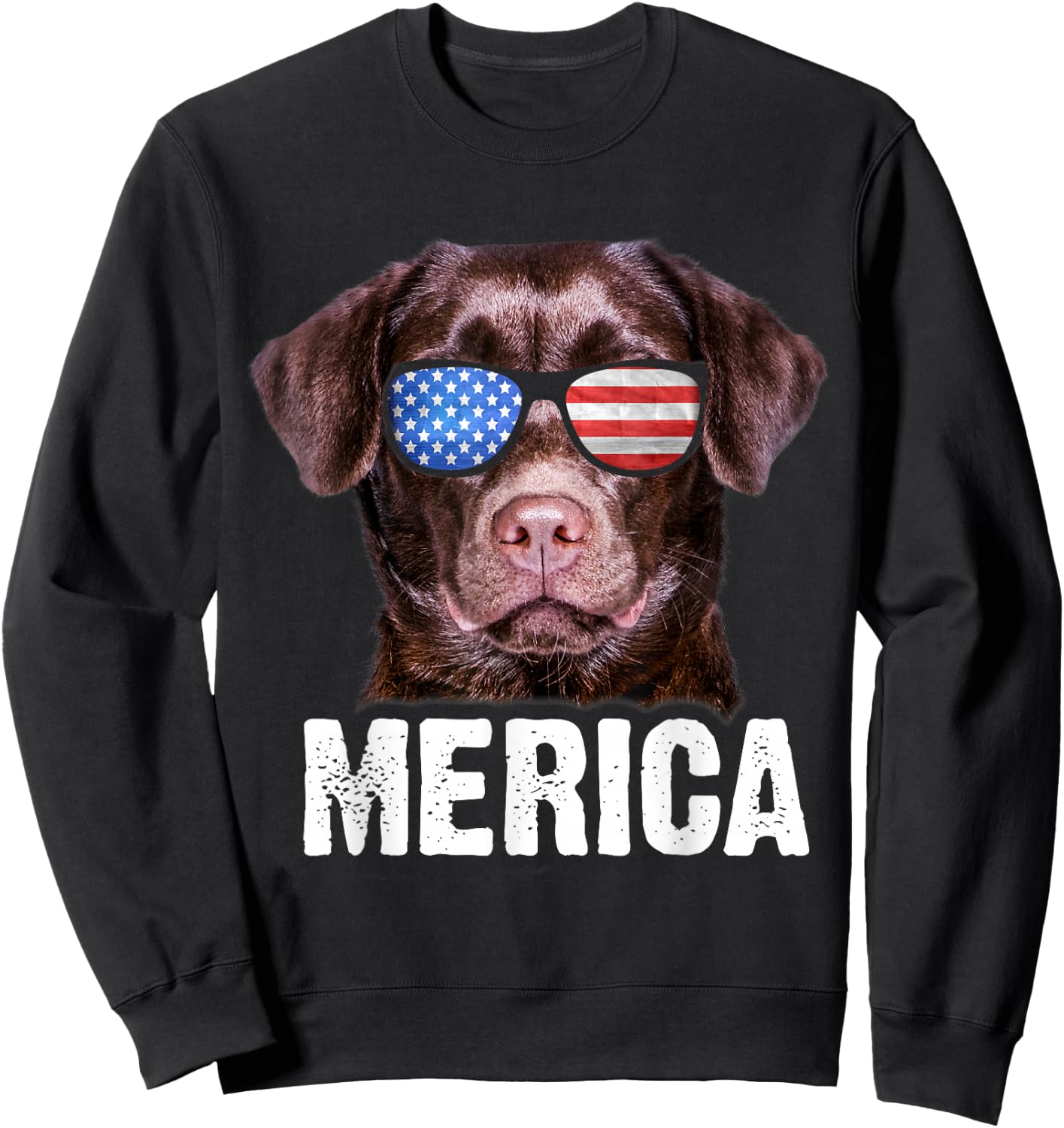 Chocolate Lab USA 4th July American Flag Labrador Sweatshirt - Sweatshirt | Black