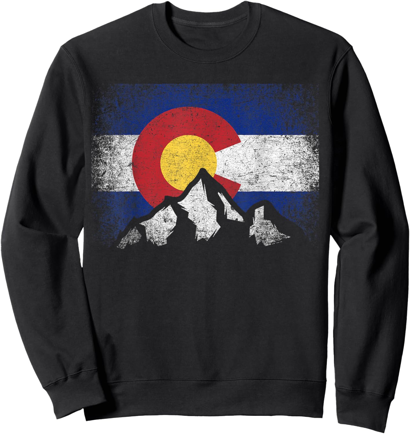 Colorado Flag Mountain Ski Winter Gift Hiker Hiking Camping Small Sweatshirt - Sweatshirt | Black