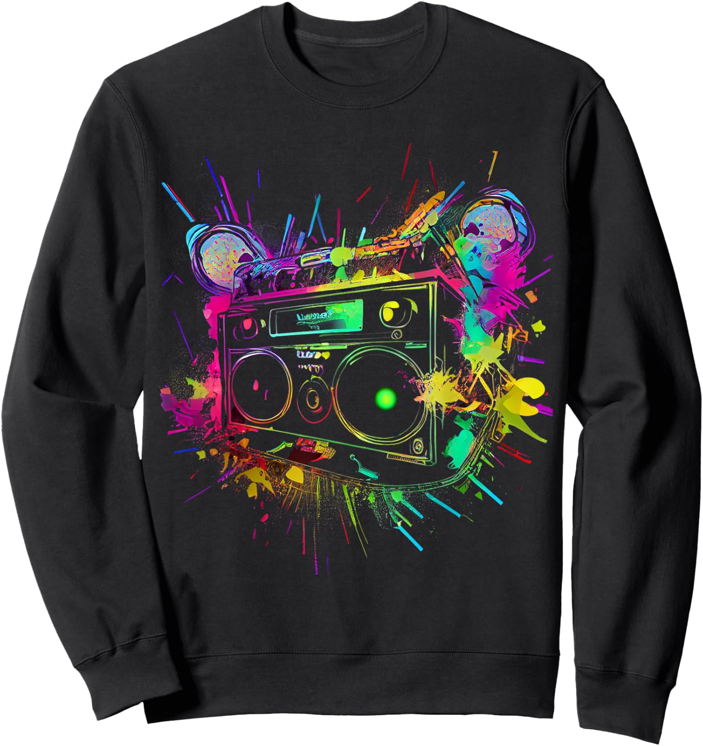 80s 90s Retro Party Fancy Dress Cassette , black Sweatshirt - Sweatshirt | Black