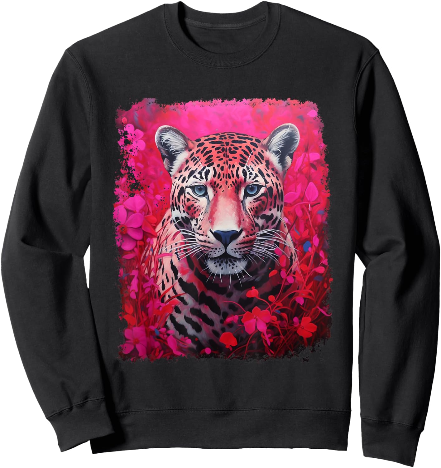 Pop Art Vintage Zoo Animal Jaguar Pink Sweatshirt - Sweatshirt | Black