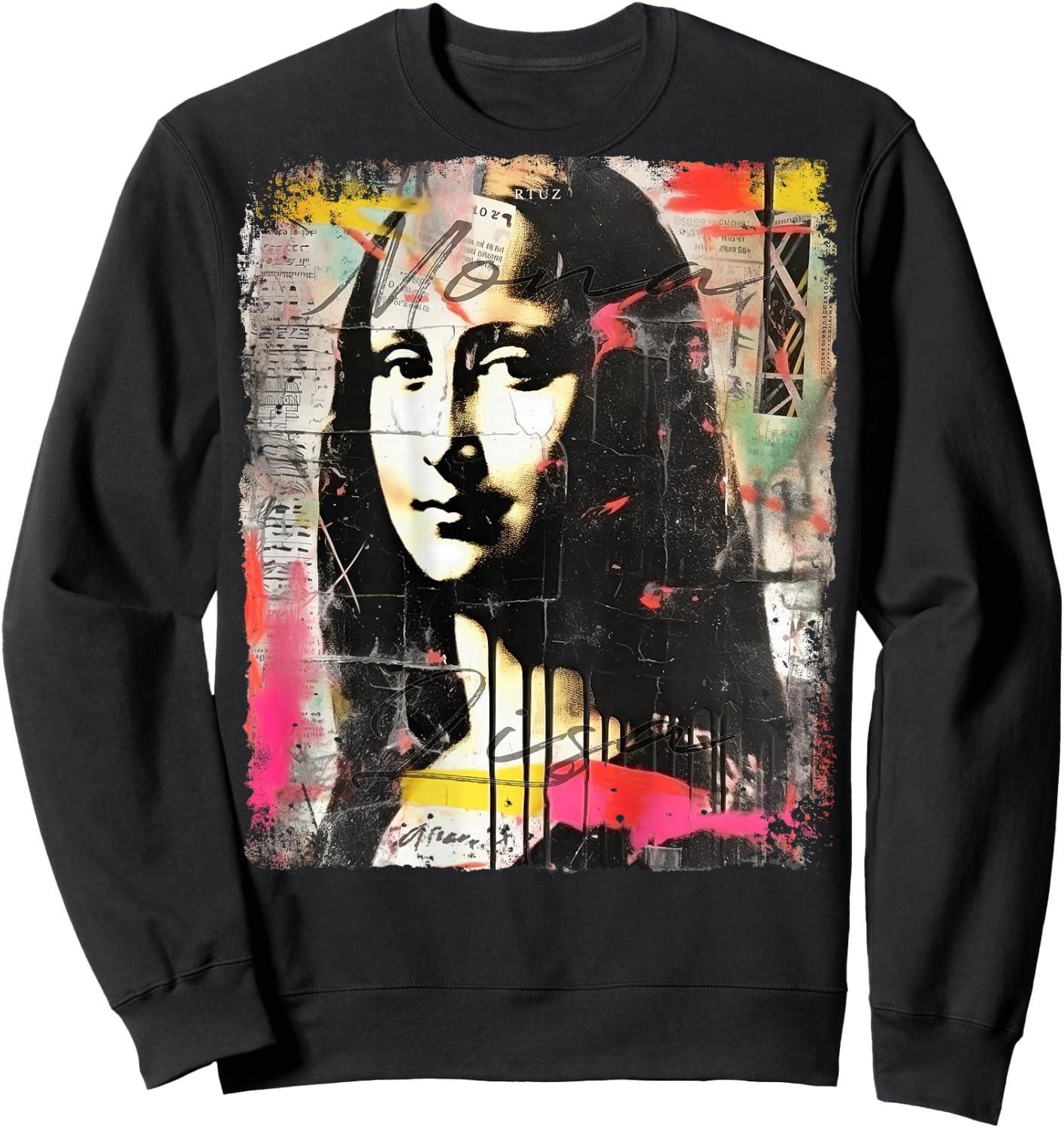 Mona Lisa Art Backprint Streetwear Mode Vintage Damen Herren Sweatshirt - Sweatshirt | Black