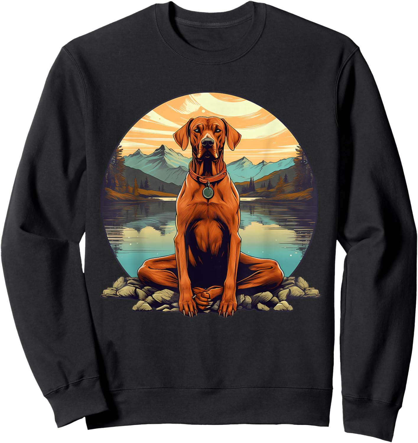 Rhodesian Ridgeback Dog Meditation Yoga Men Women Kids Sweatshirt - Sweatshirt | Black
