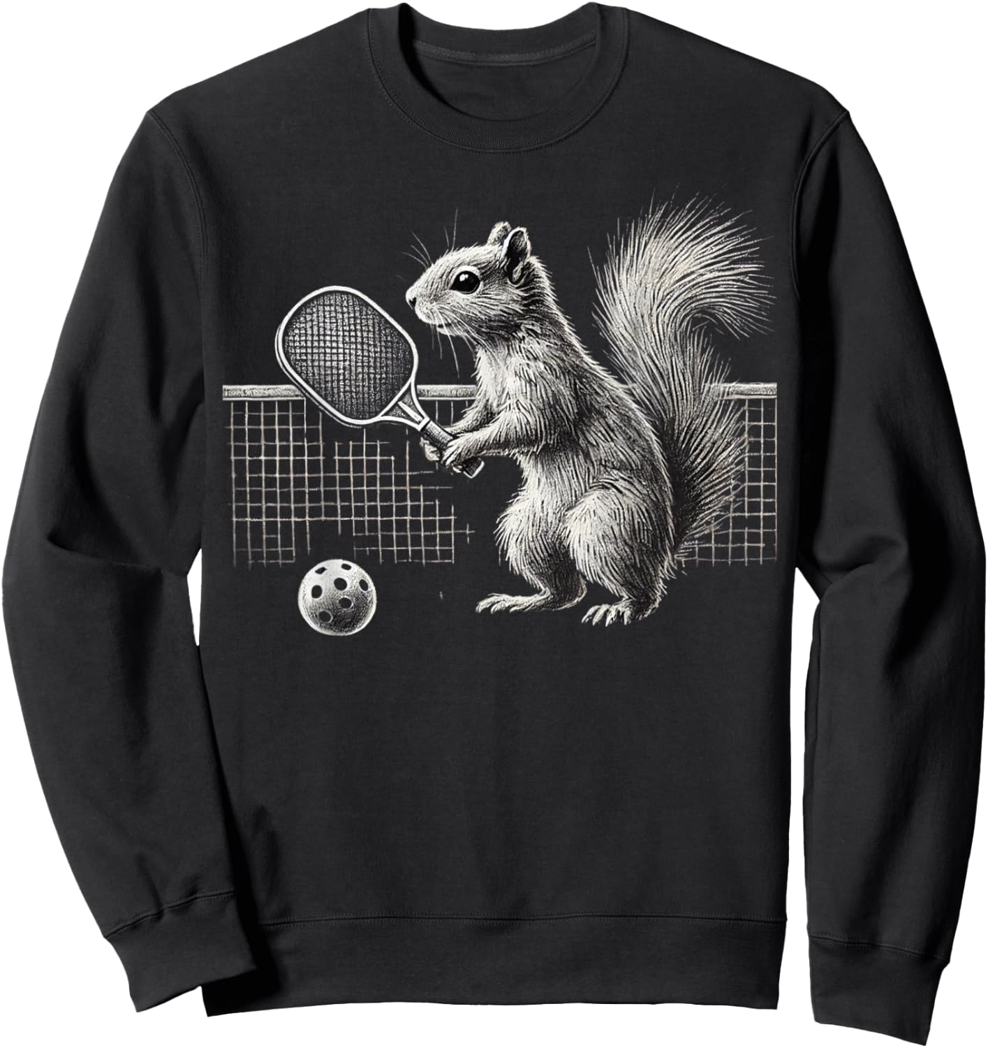 Pickleball Squirrel Athlete Player Ball Sport Paddle Court Sweatshirt - Sweatshirt | Black