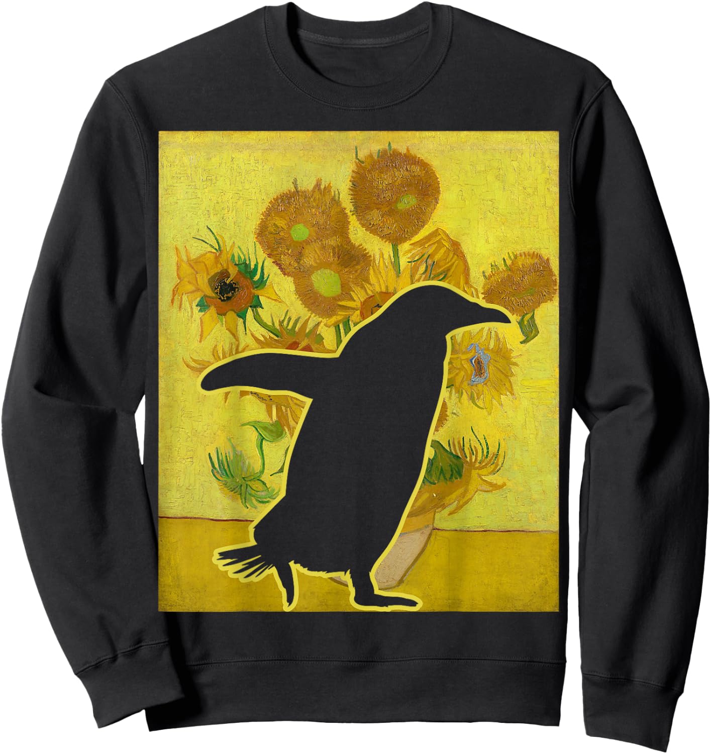 Penguin Sunflowers Penguin Lover Van Gogh Penguin Sweatshirt - Sweatshirt | Black
