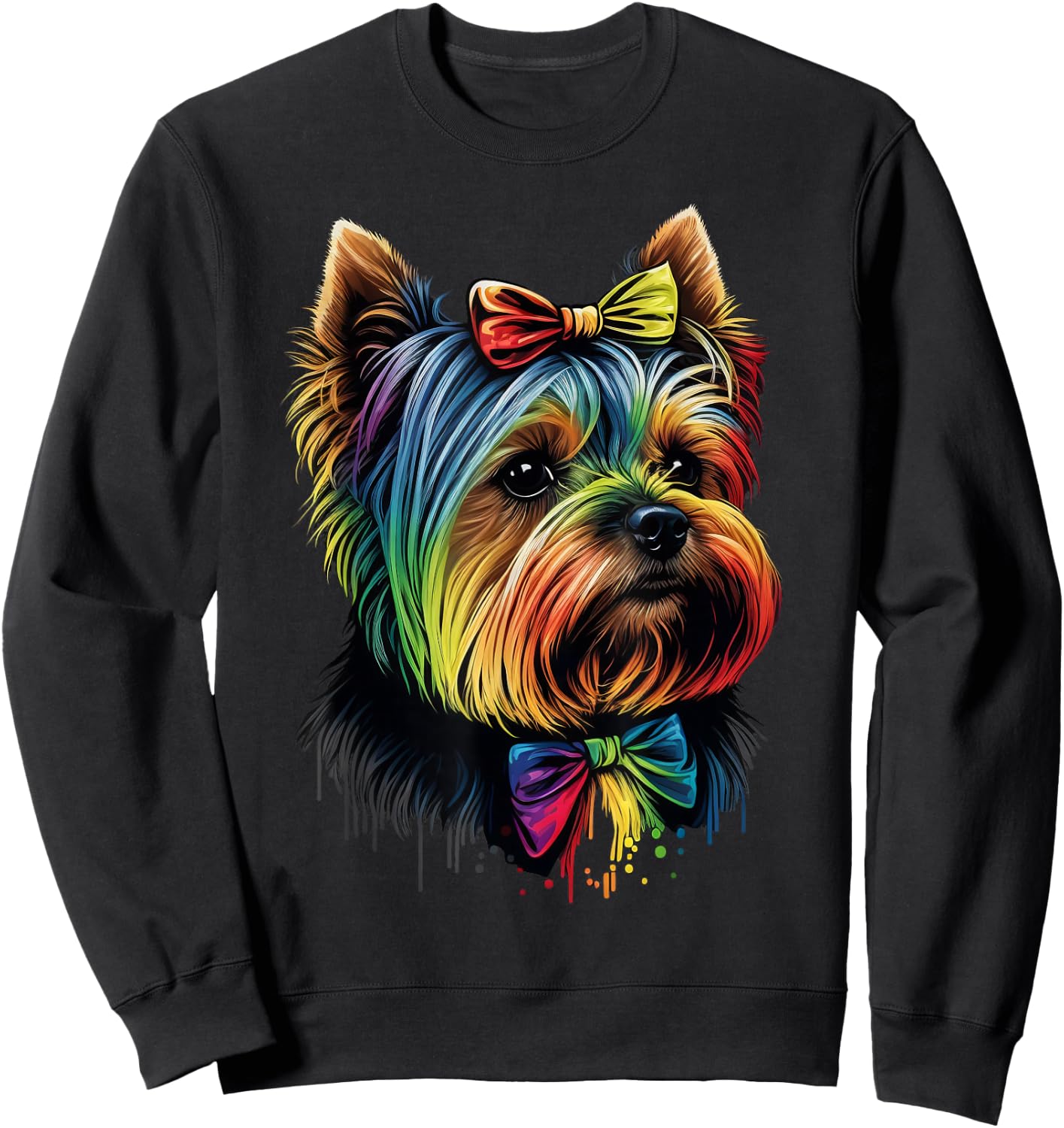 Cute Yorkshire Terrier Dog on Yorkshire Terrier Lover Women Kids Sweatshirt - Sweatshirt | Black