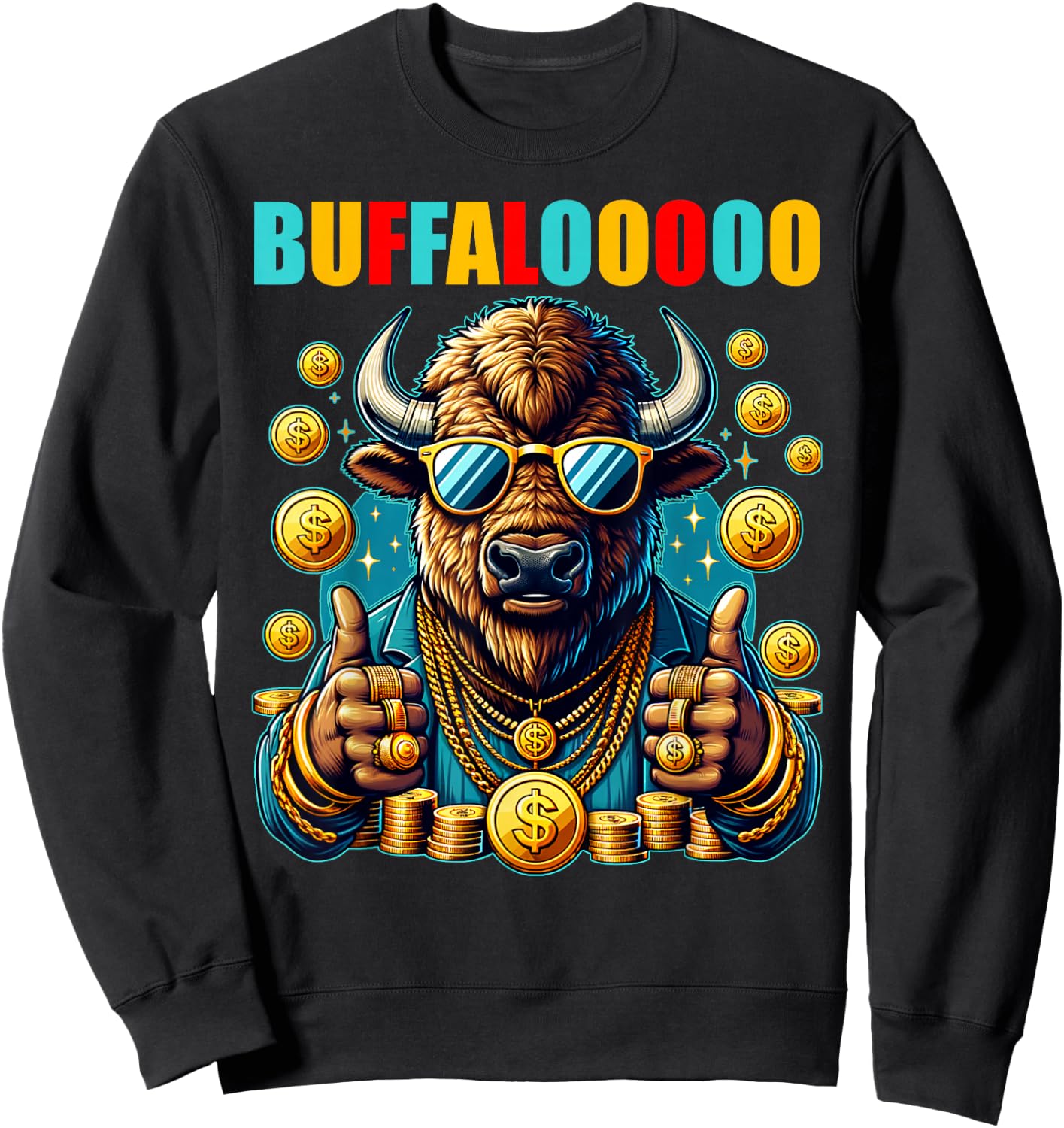 Lucky Buffalo Casino Slot Machine BUFFALOOOOO Gambling Sweatshirt - Sweatshirt | Black