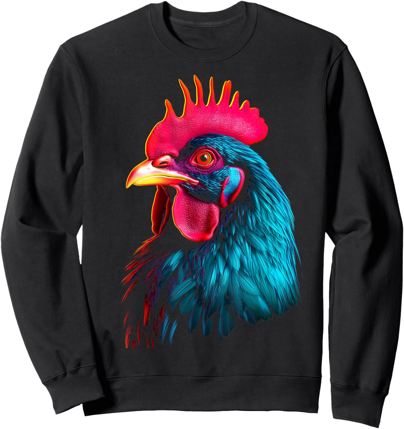 Chicken Animal Motif Illustration Chicken Sweatshirt - Sweatshirt | Black