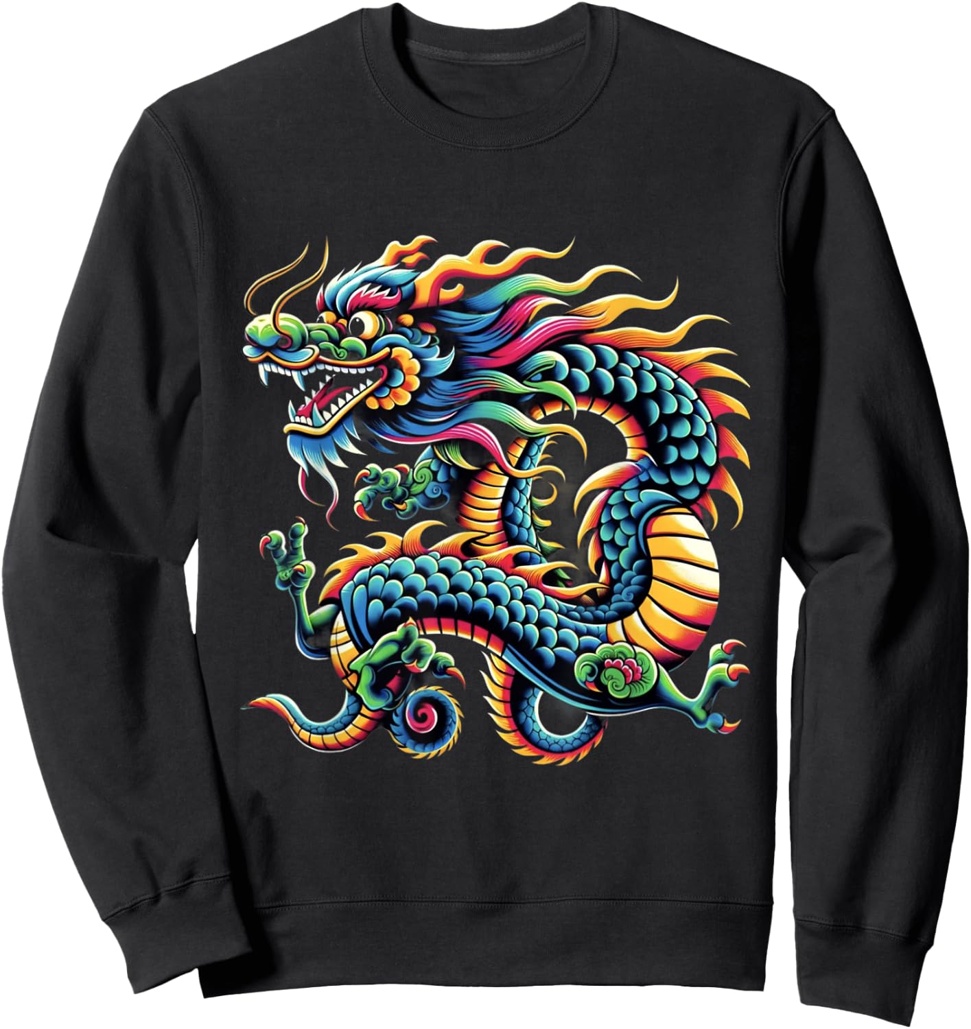 Funny Colorful Chinese Dragon - New Year 2014 Sweatshirt - Sweatshirt | Black