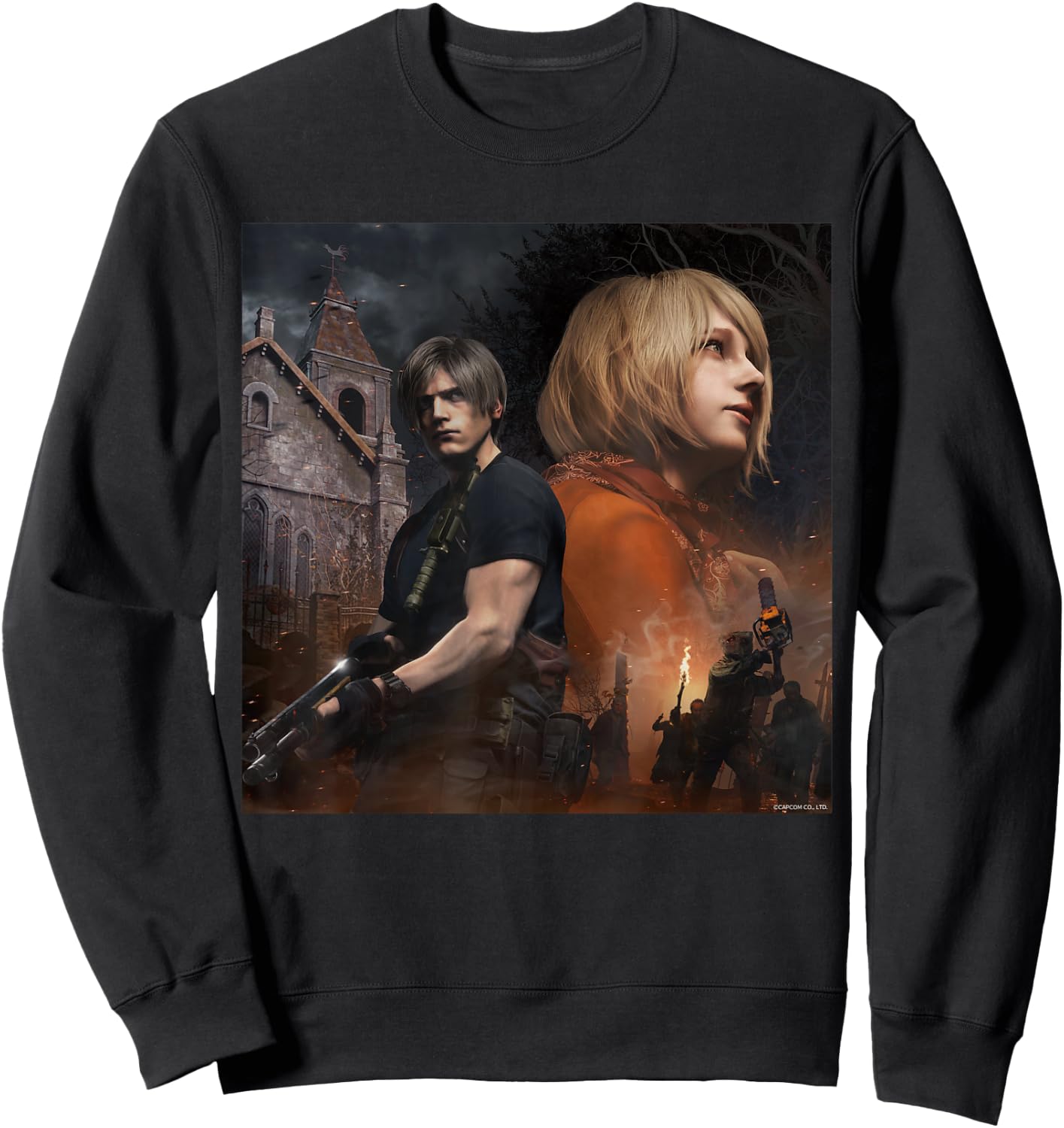 Capcom RESIDENT EVIL 4 Leon & Ashley , Herren, -Erwachsene, Kurzarm, Schwarz, S, Klassisch, mit kurzen Ärmeln Sweatshirt - Sweatshirt | Black