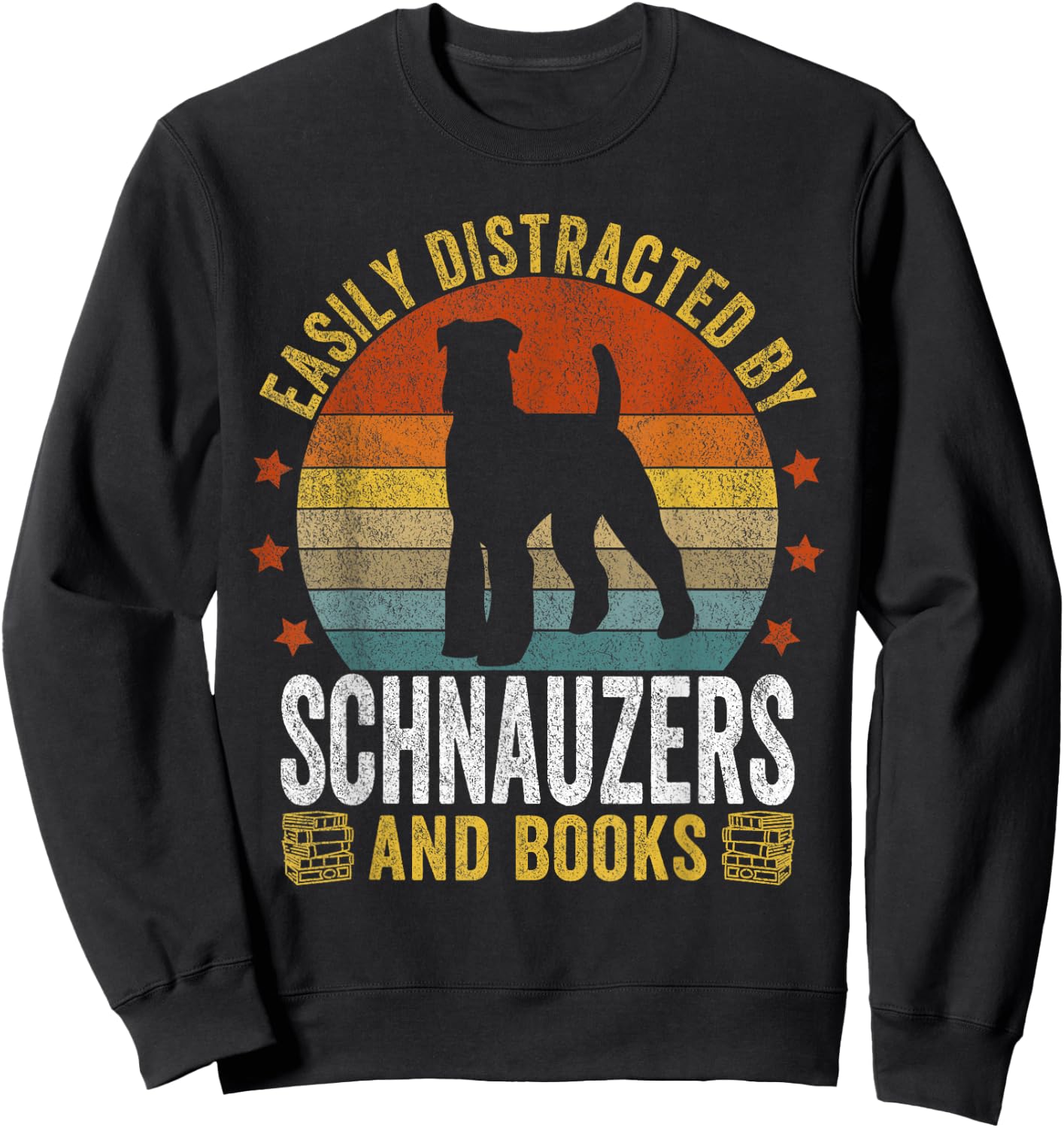Schnauzer And Books Schnauzer Mom Schnauzer Dad Retro Sweatshirt - Sweatshirt | Black