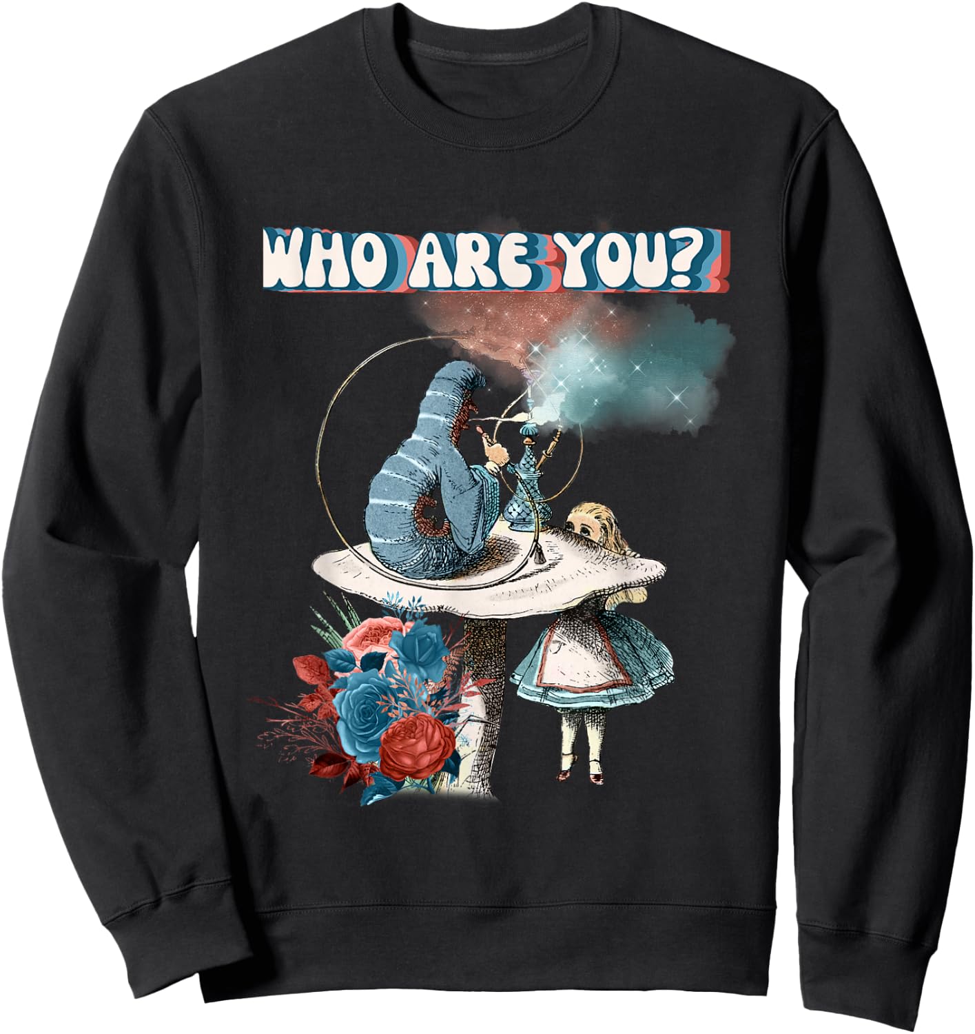 Alice Wonderland Caterpillar Smoking Hookah Pipe Sweatshirt - Sweatshirt | Black