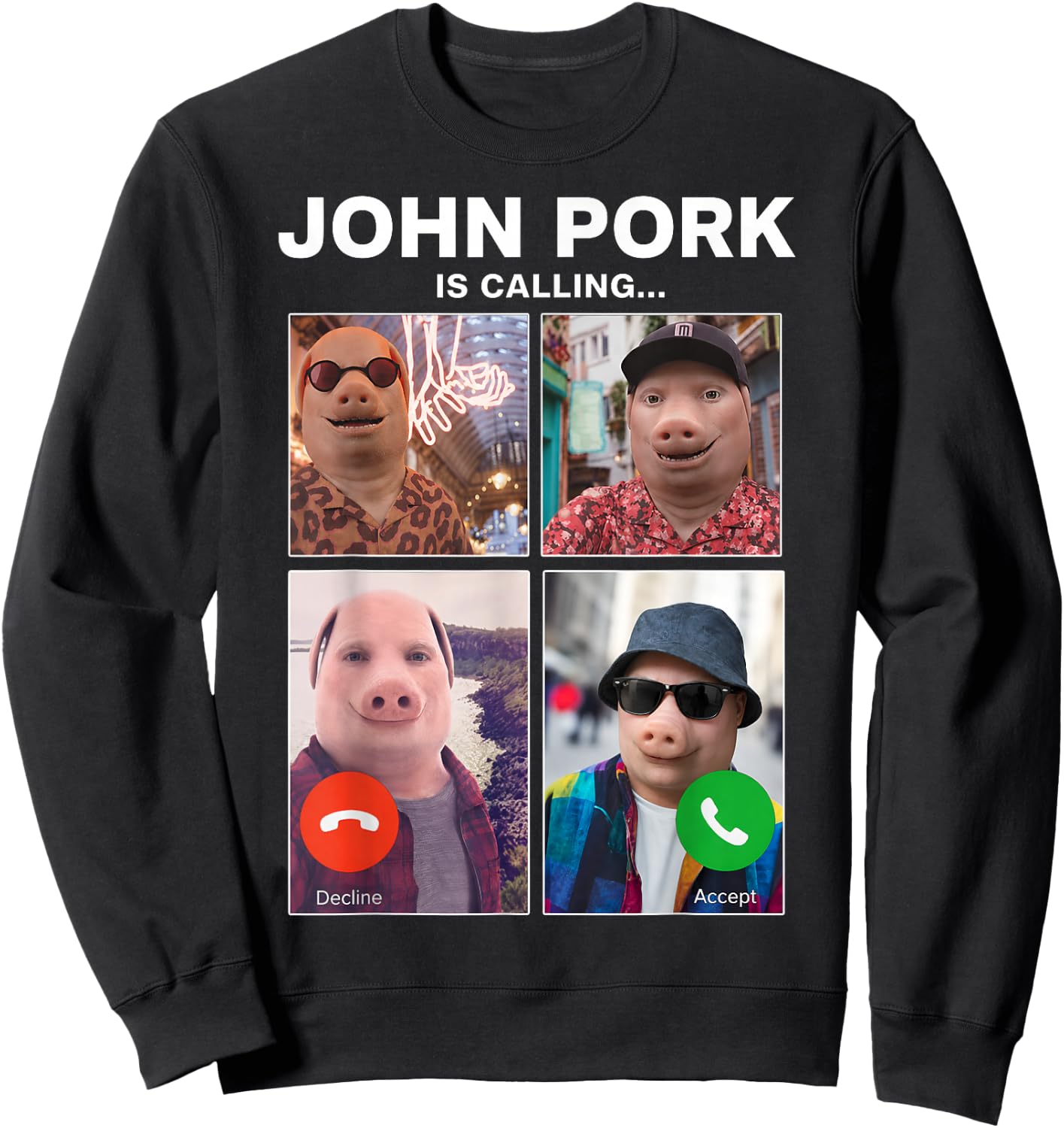 Funny John Pork is Calling Meme Braintot Gifts Boys Kids Sweatshirt - Sweatshirt | Black
