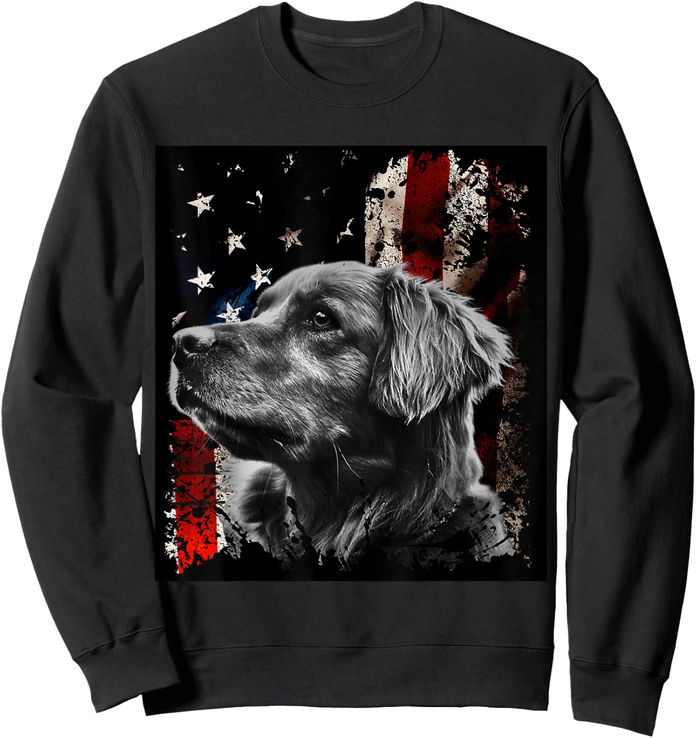 Patriotic Golden Retriever , Shirt, , , Gift Sweatshirt - Sweatshirt | Black