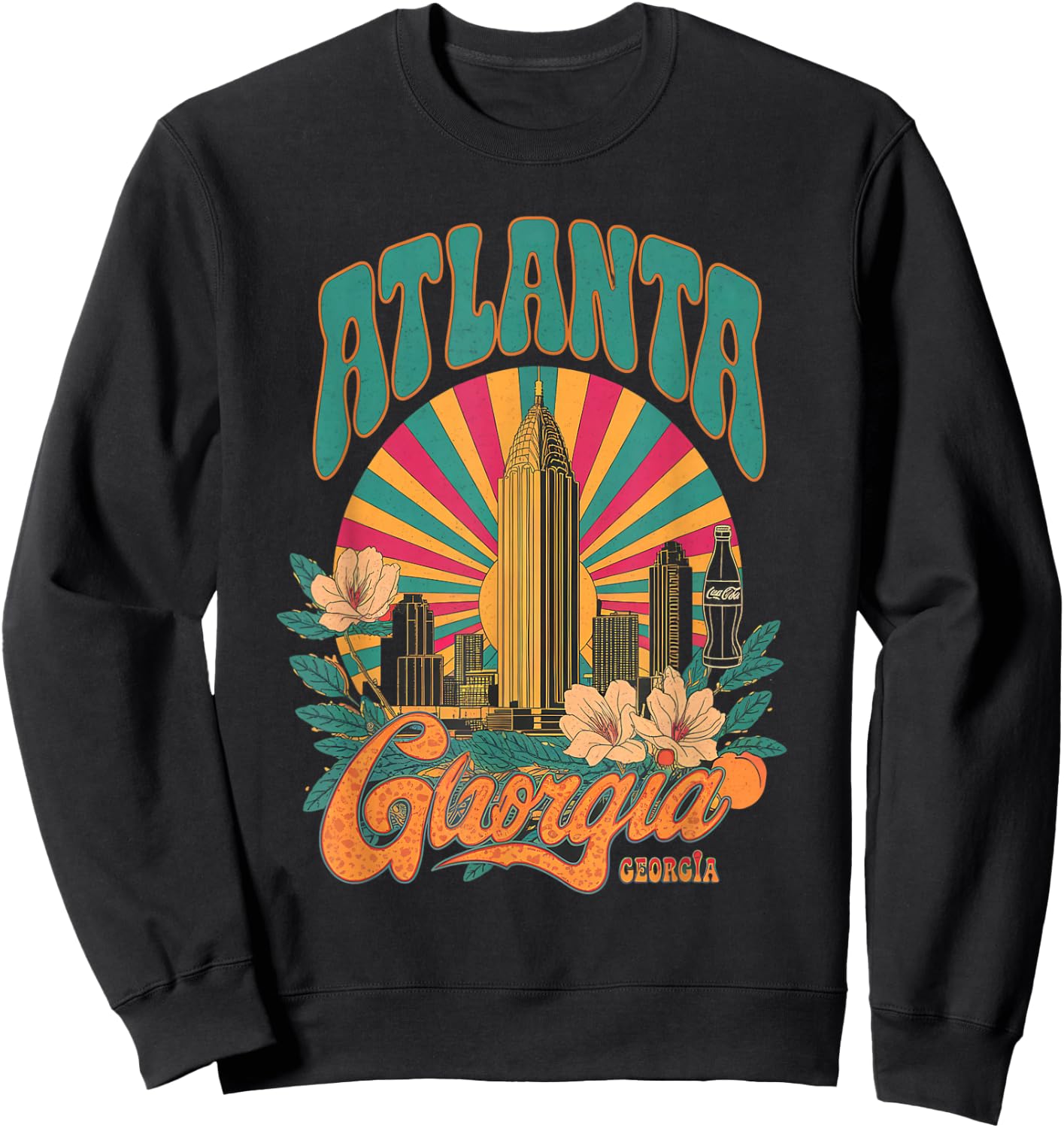 Atlanta Skyline Georgia Vintage City Souvenir Retro ATL Sweatshirt - Sweatshirt | Black