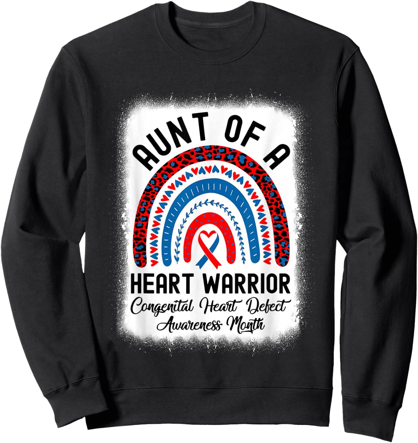 Aunt Of Warrior Chd Congenital Heart Defect Awareness Month Sweatshirt - Sweatshirt | Black