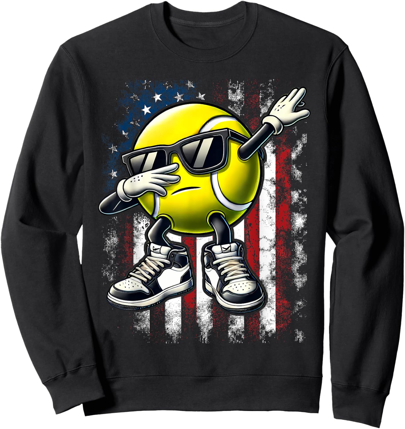 Dabbing Tennis Ball Funny Boys Men Women Sports Player Sweatshirt - Sweatshirt | Black