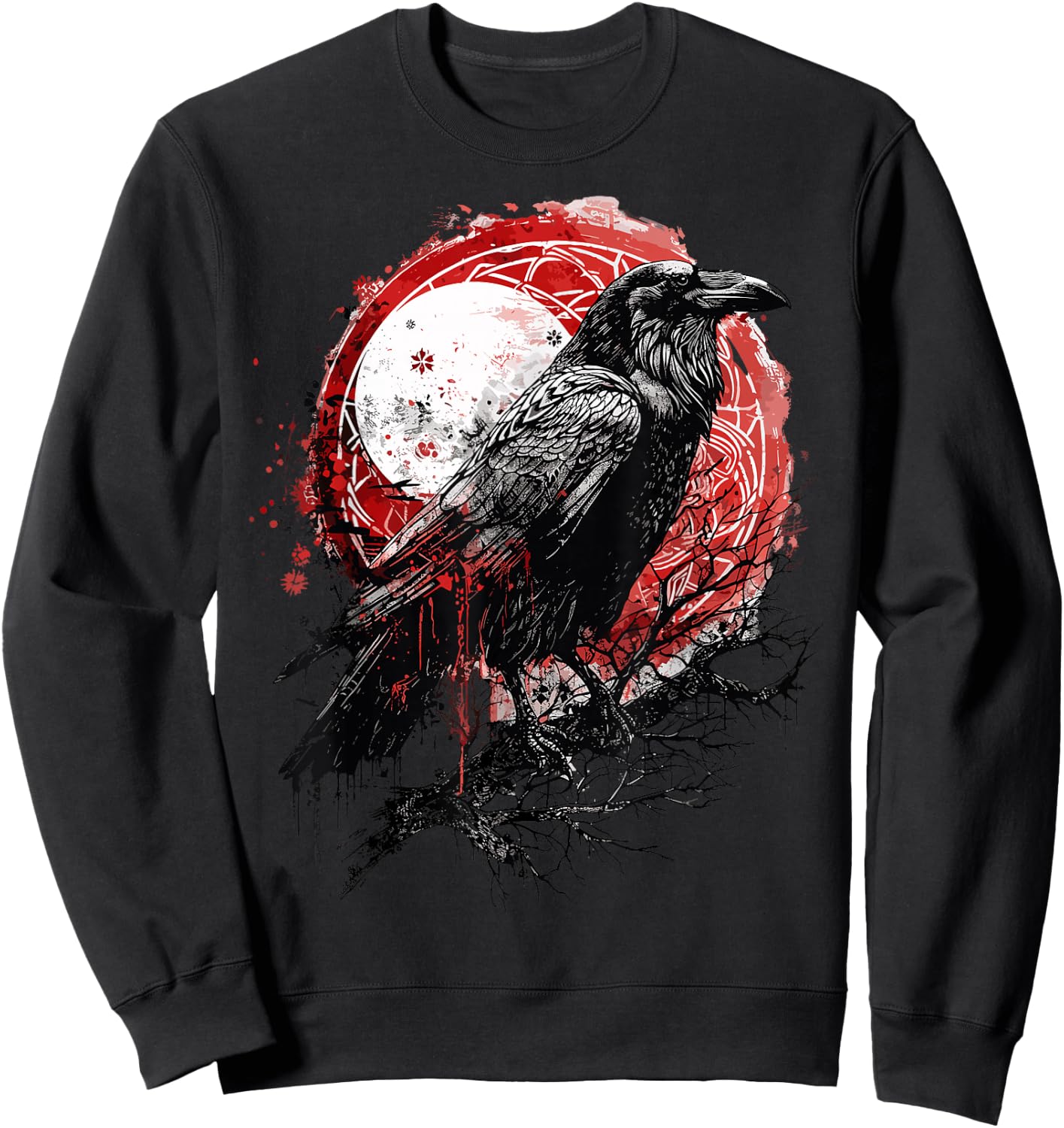 Odin Ravens Huginn & Muninn Vegvisir Vikings Myth Norse Sweatshirt - Sweatshirt | Black