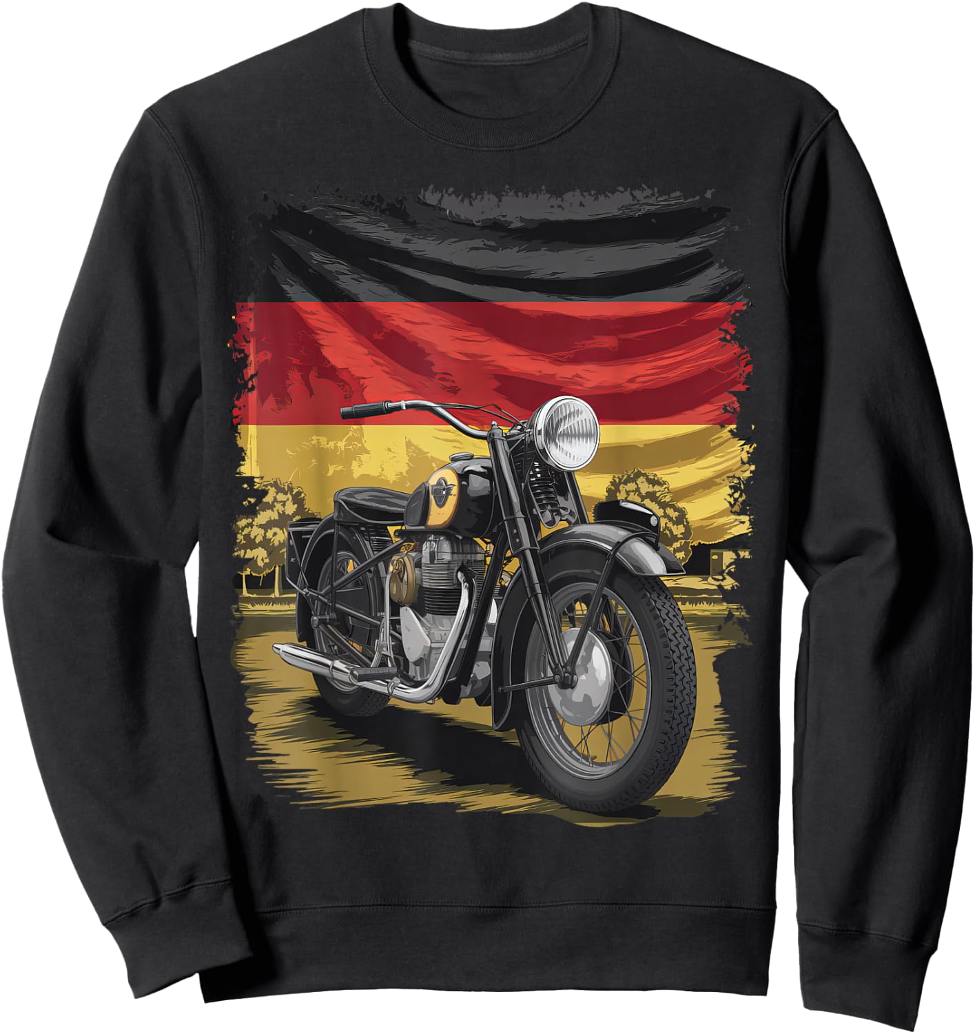 Motorcycle Vintage Germany Flag Retro Biker Men Fathers Day Sweatshirt - Sweatshirt | Black