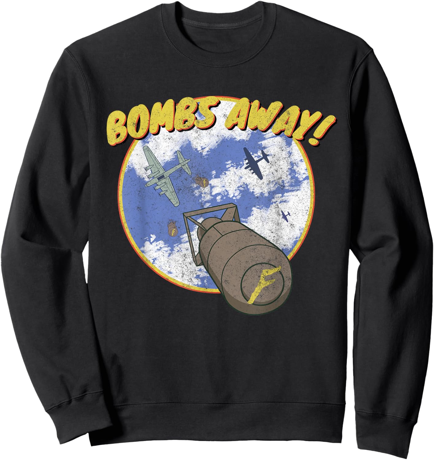 B-17 Classic Vintage Aviation Bomber Distressed F-Bomb Sweatshirt - Sweatshirt | Black