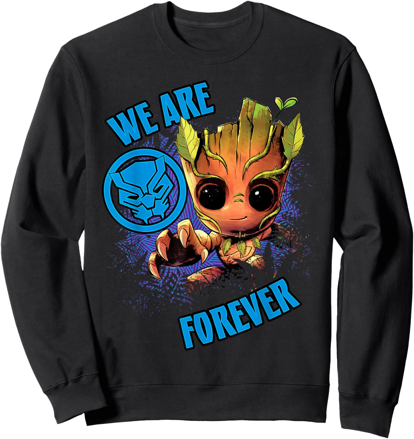 Marvel 85th Anniversary Groot Black Panther We Are Forever Sweatshirt - Sweatshirt | Black