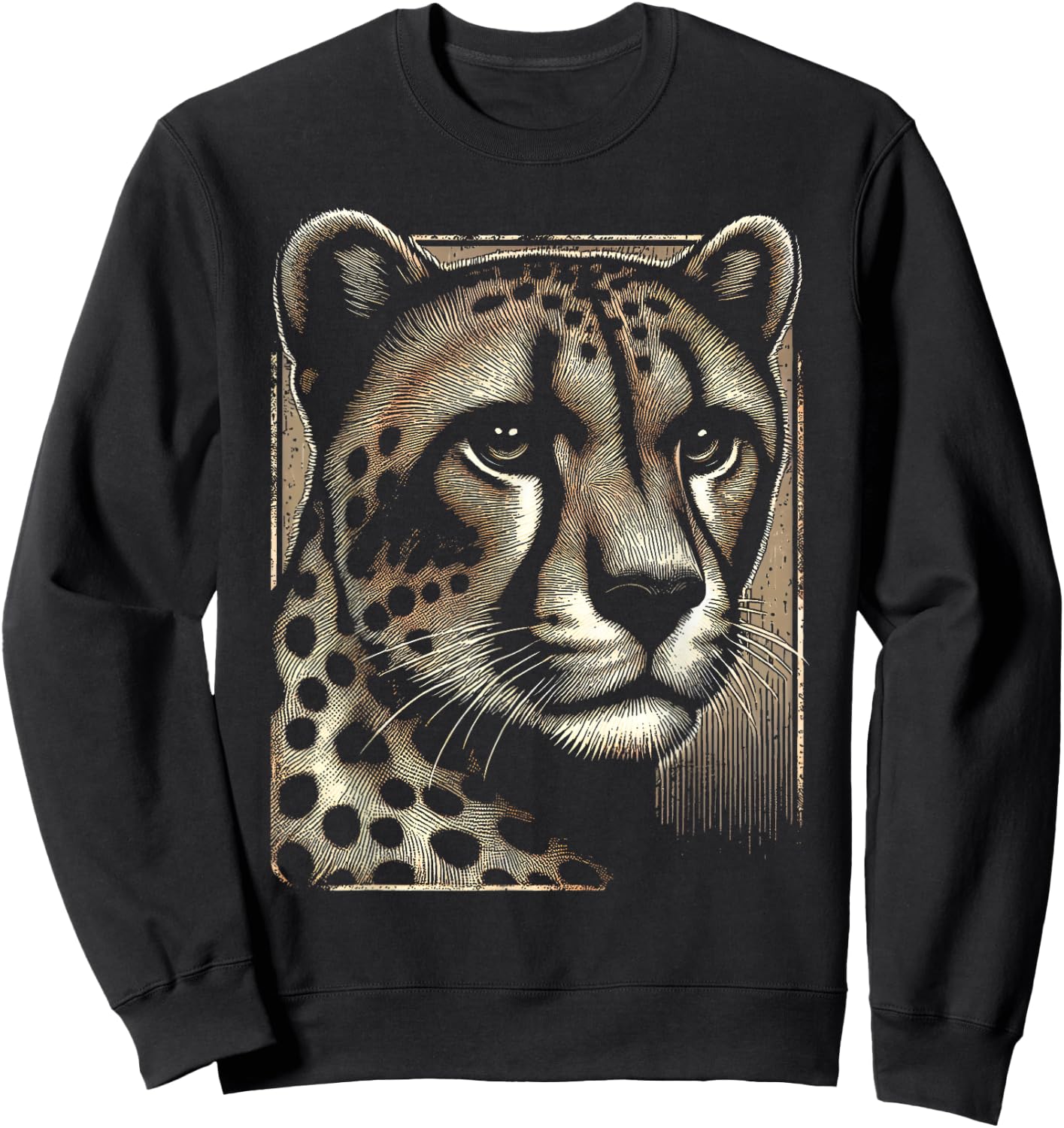 Cheetah Face Print Sweatshirt - Sweatshirt | Black
