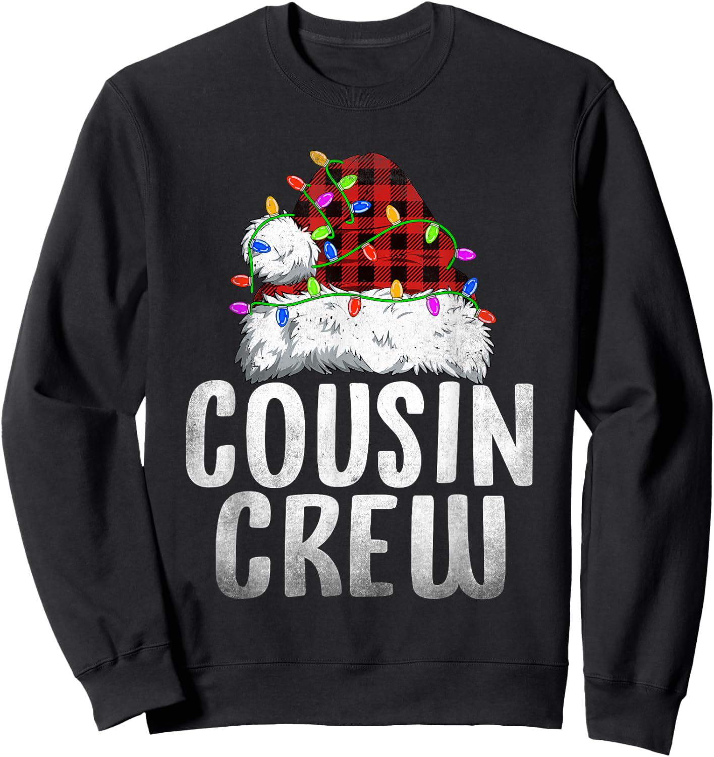 Christmas Cousin Crew Santa Xmas Family Matching Pajamas Sweatshirt - Sweatshirt | Black