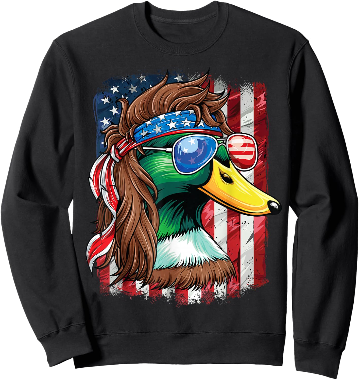 Duck Hunter American Flag Waterfowl Hunting Sweatshirt - Sweatshirt | Black