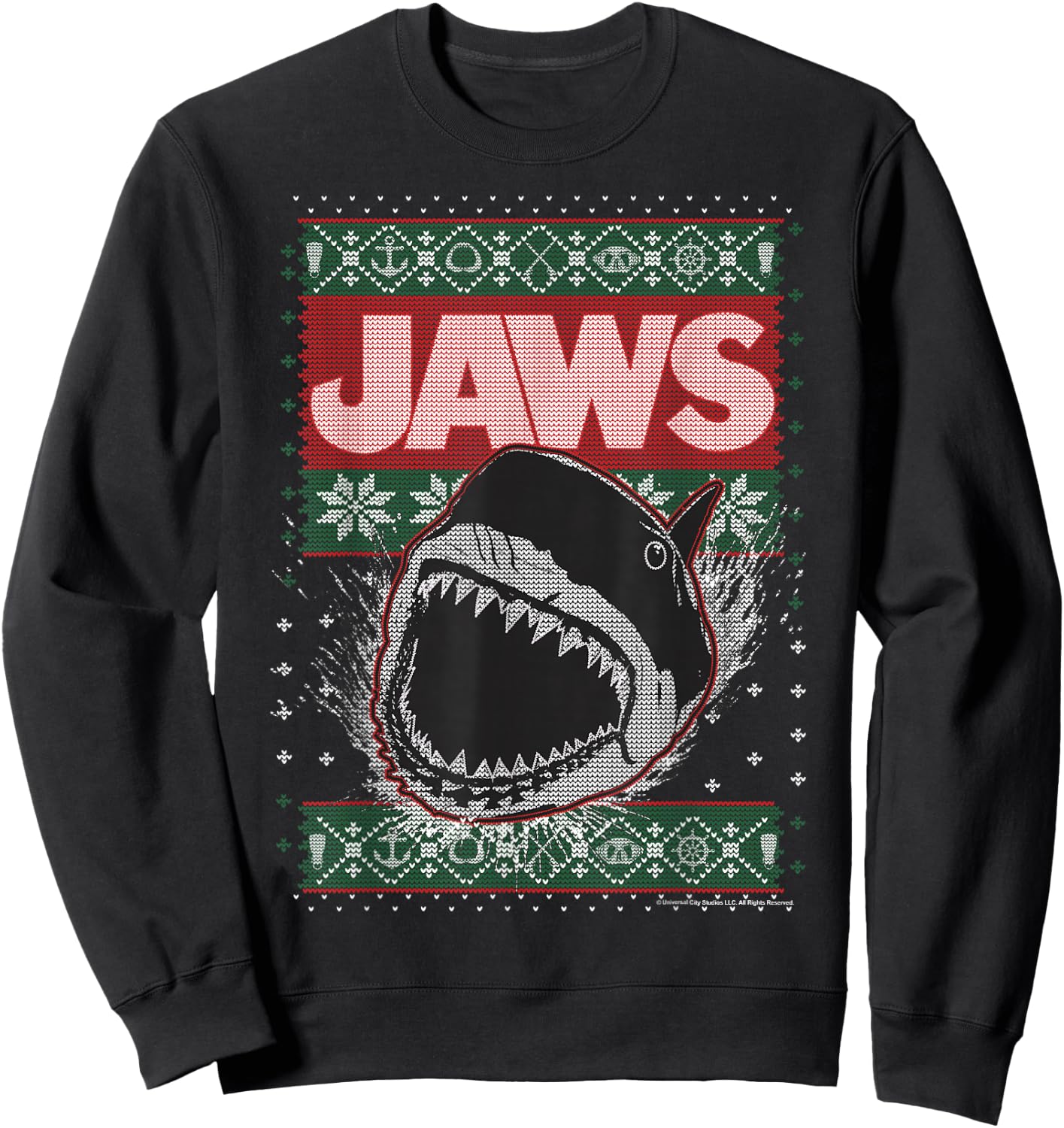 Jaws Christmas Ugly Sweater Sweatshirt - Sweatshirt | Black