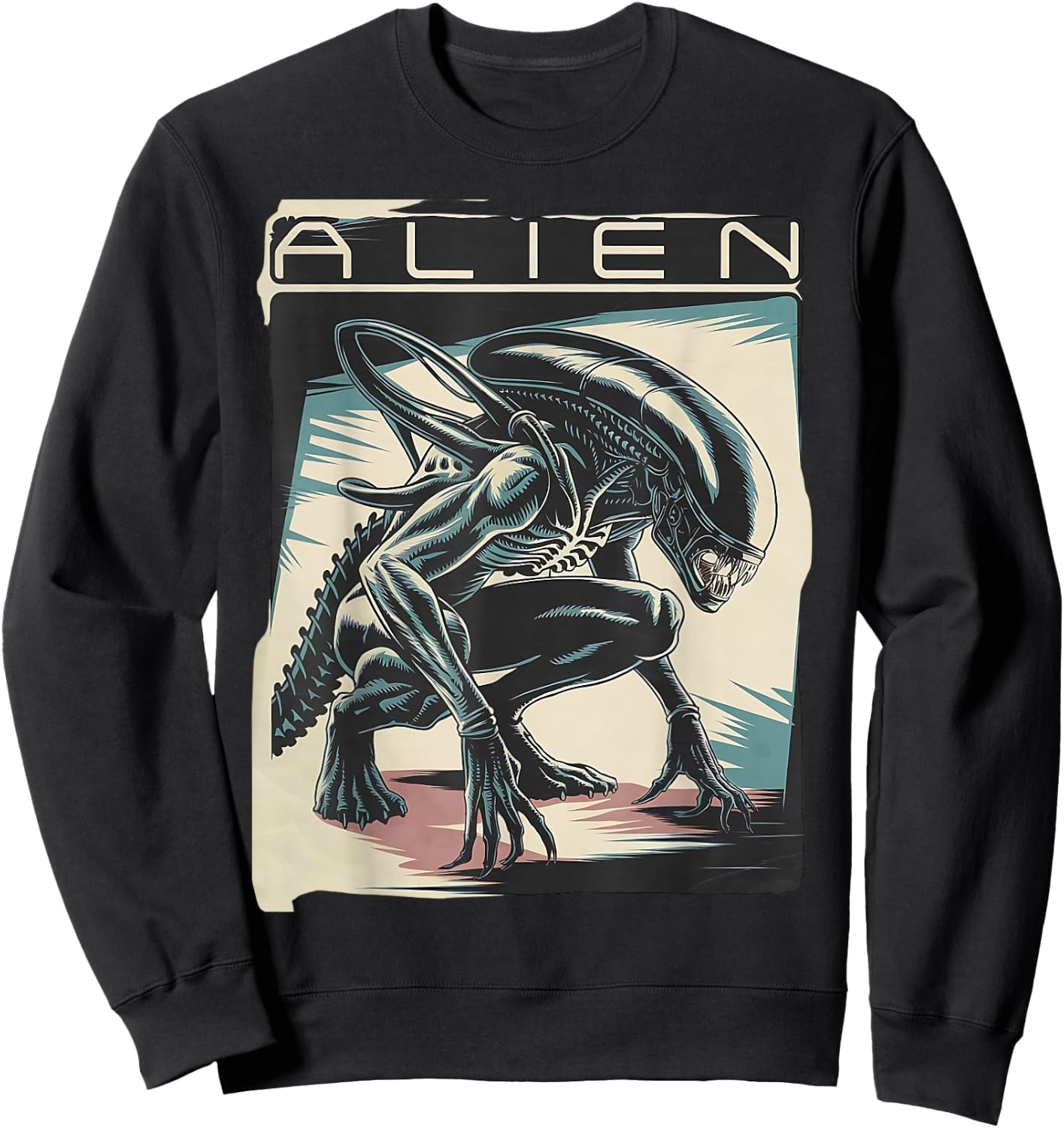 Xenomorph Alien Illustrated Poster, Black, S Sweatshirt - Sweatshirt | Black