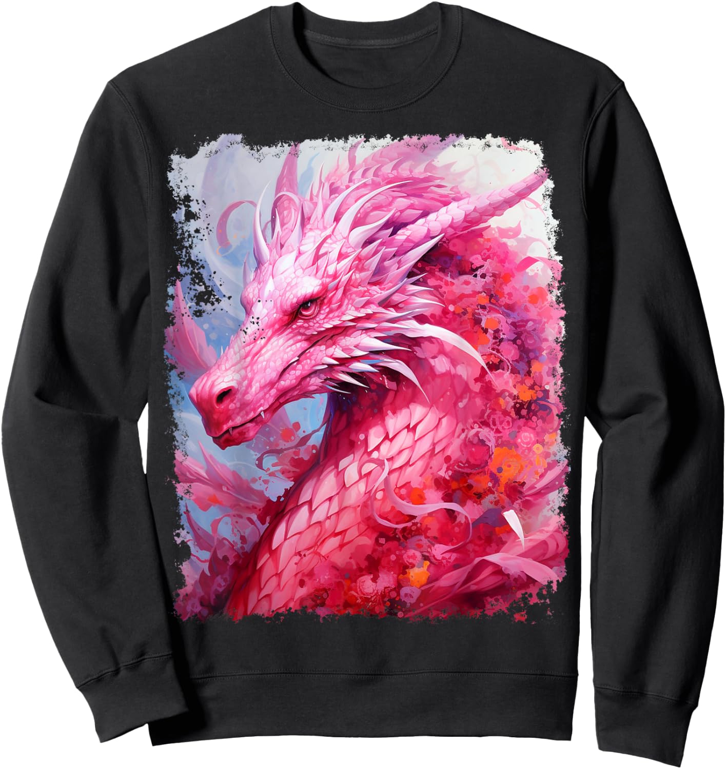 Pop Art Colorful Dragon Pink Sweatshirt - Sweatshirt | Black
